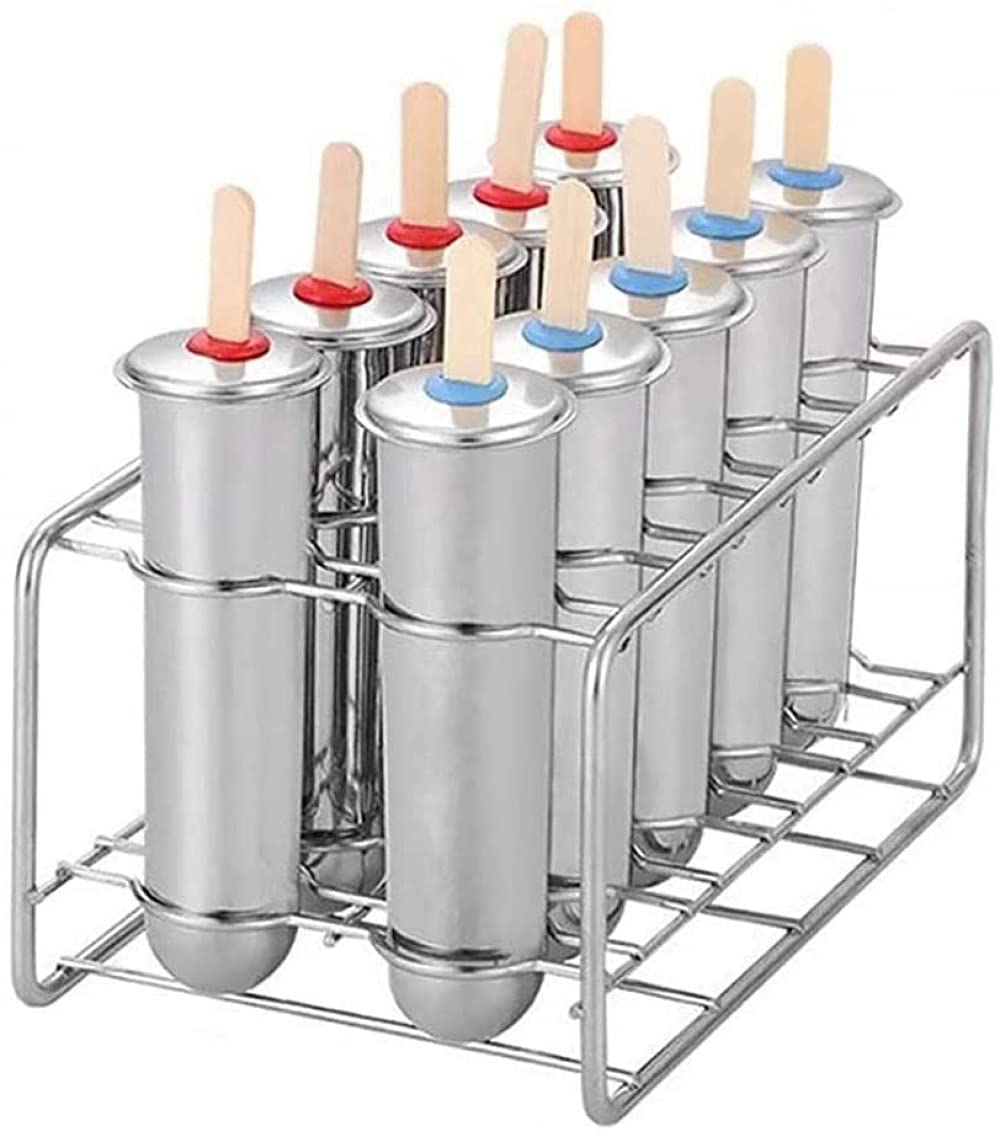 Premium Stainless Steel Popsicle Molds with Reusable Ice Cream Sticks & Cleaning Brushes - DIY Homemade Fruit Ice Pops for Kids & Adults - Perfect for Summer Treats, Parties & Healthy Snacks