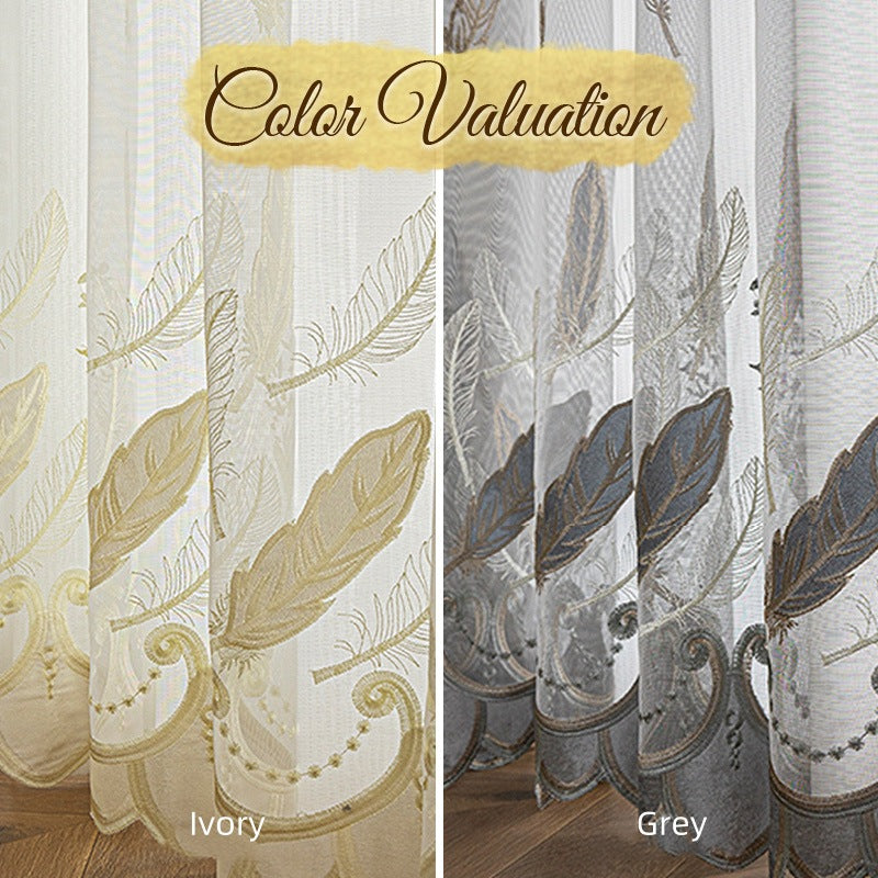 Roselyn Gauze Embroidery Sheer Custom Curtains - Elegant Lace Window Drapes for Living Room, Bedroom & Nursery - Light Filtering Privacy Sheers with Floral Embroidery Design