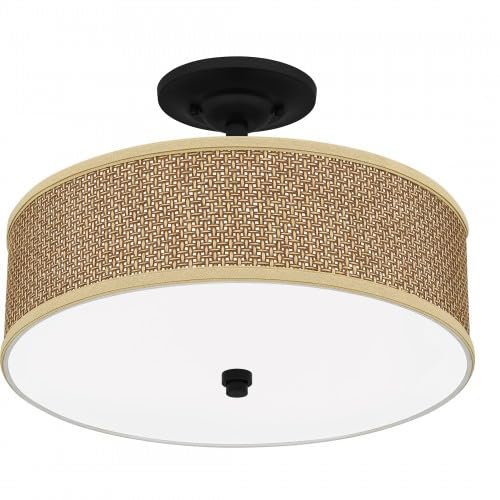 Quoizel Zen 3-Light Semi-Flush Mount Ceiling Light Fixture in Mystic Black - Modern Lighting for Bedroom, Hallway & Entryway