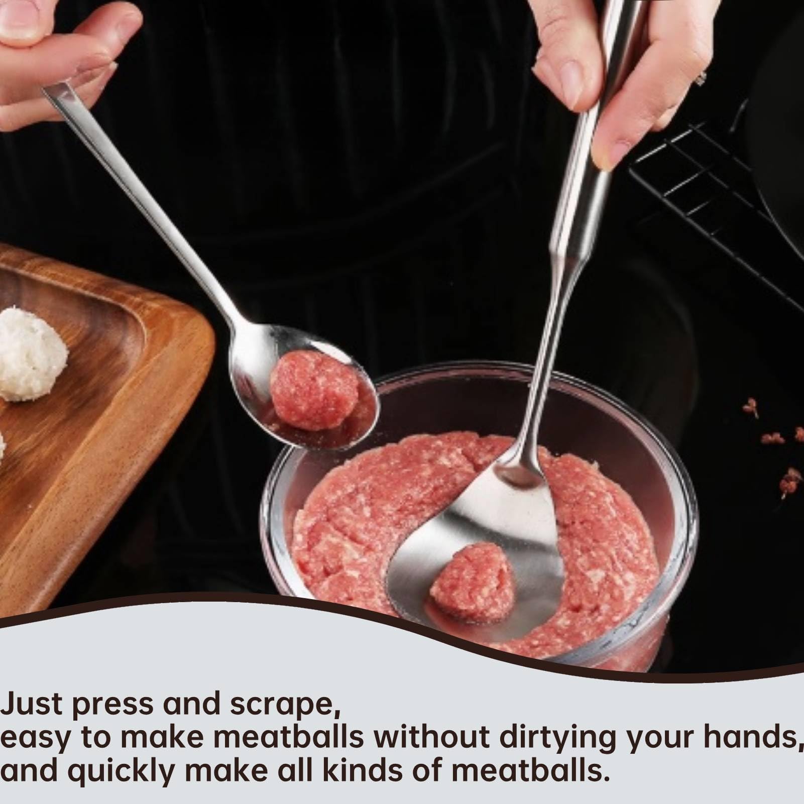Stainless Steel Meatball Maker Spoon with Hole - Perfect for Kitchen, Dining & Bar - Easy Scoop & Shape Meatballs for Cooking, Serving & Entertaining