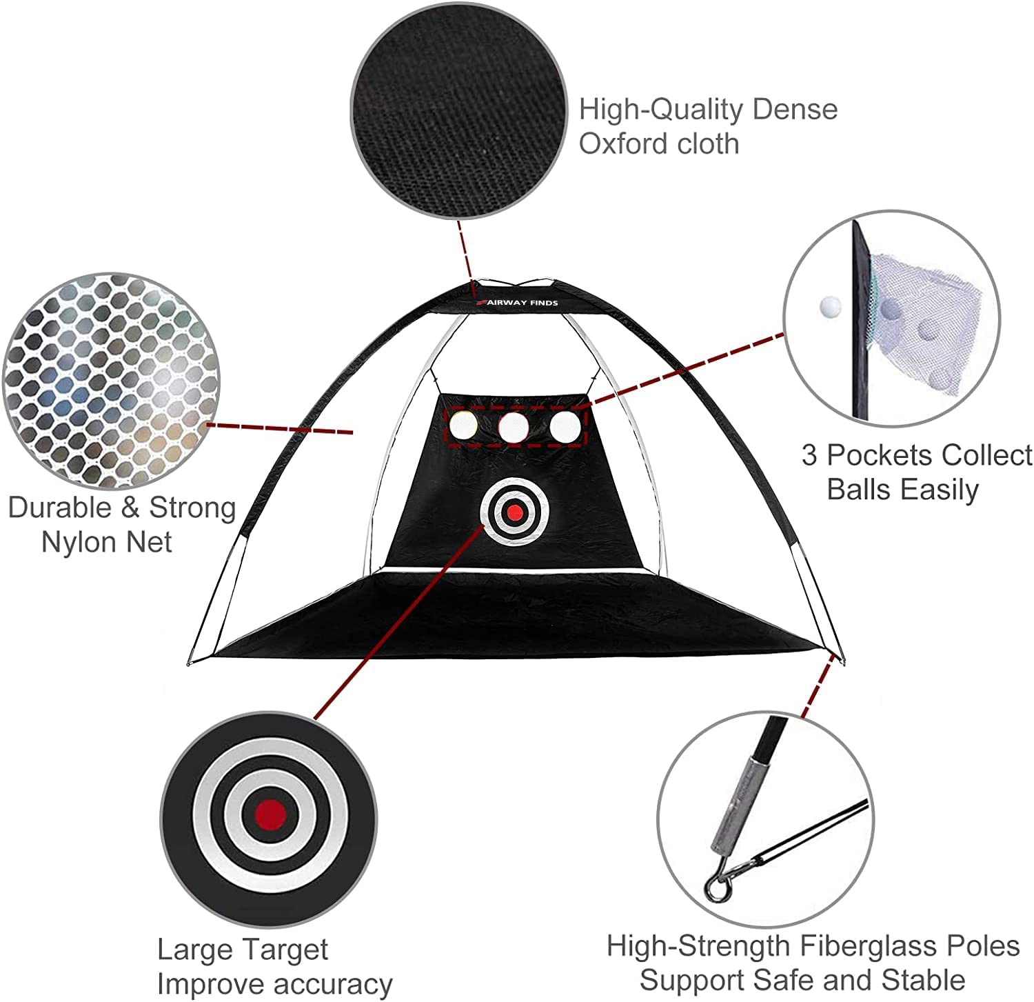 10x7ft Golf Practice Net with Target - Includes Golf Mat, 5 Balls, Tees & Carry Bag - Backyard Driving & Chipping Training for Indoor/Outdoor Use - Perfect for Home Practice & Backyard Golf Sessions