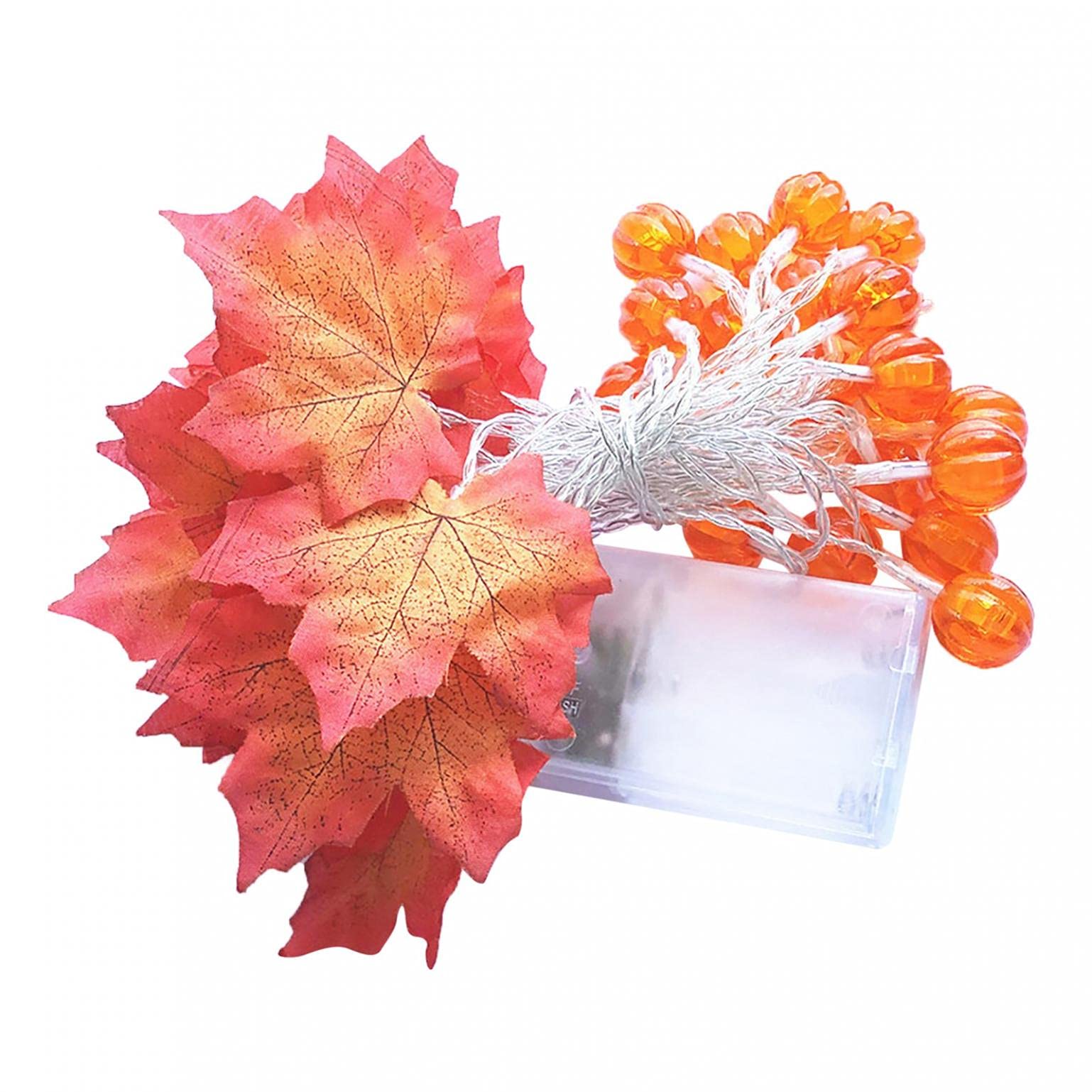 Fall LED String Lights - 10Ft Pumpkin Maple Leaf Garland for Halloween, Thanksgiving Party Decor - Indoor & Outdoor Use