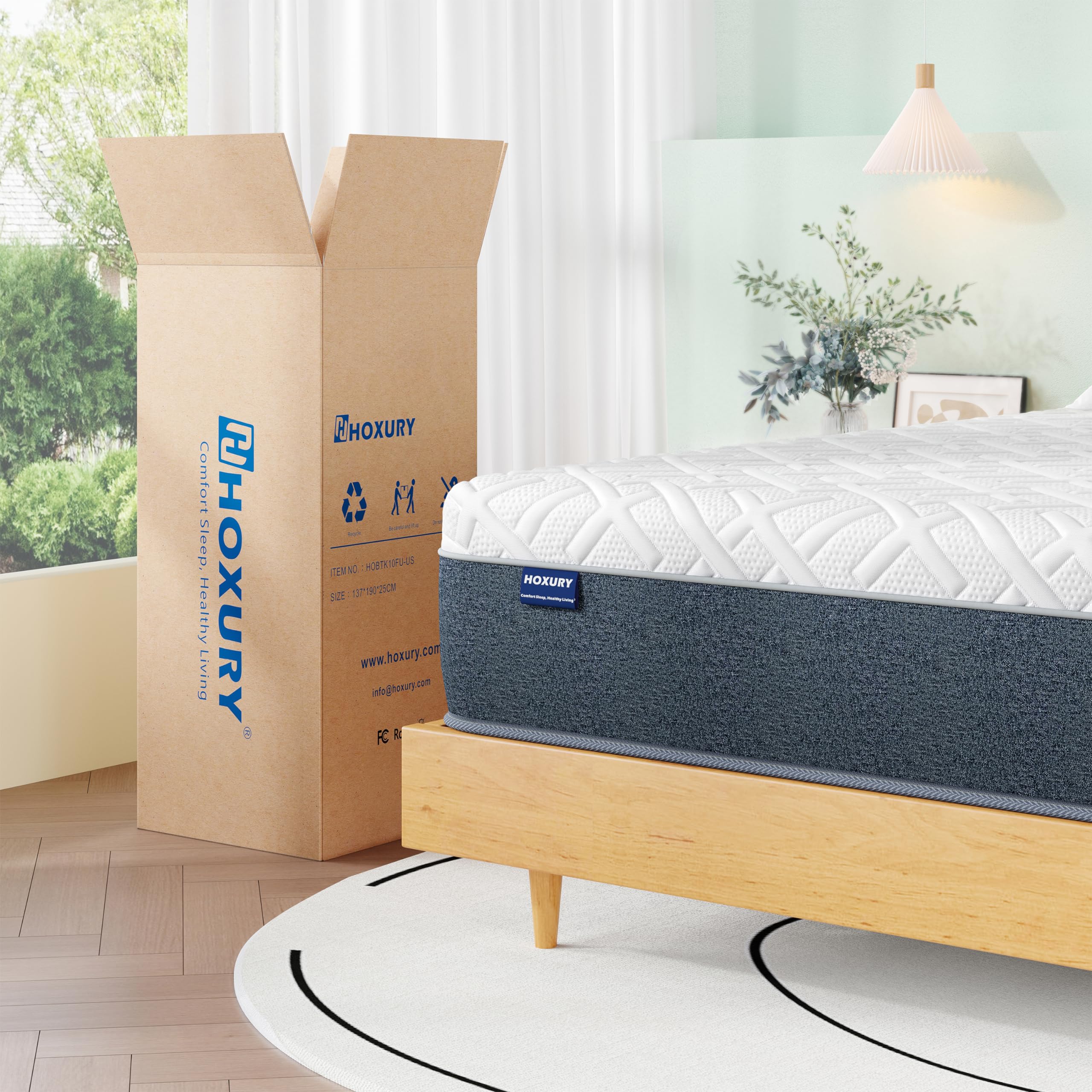 10 Inch Full Size Green Tea Memory Foam Mattress in a Box - Medium Firm Support for Back Pain Relief & Pressure Relief - Perfect for Guest Rooms, Dorms & Small Bedrooms