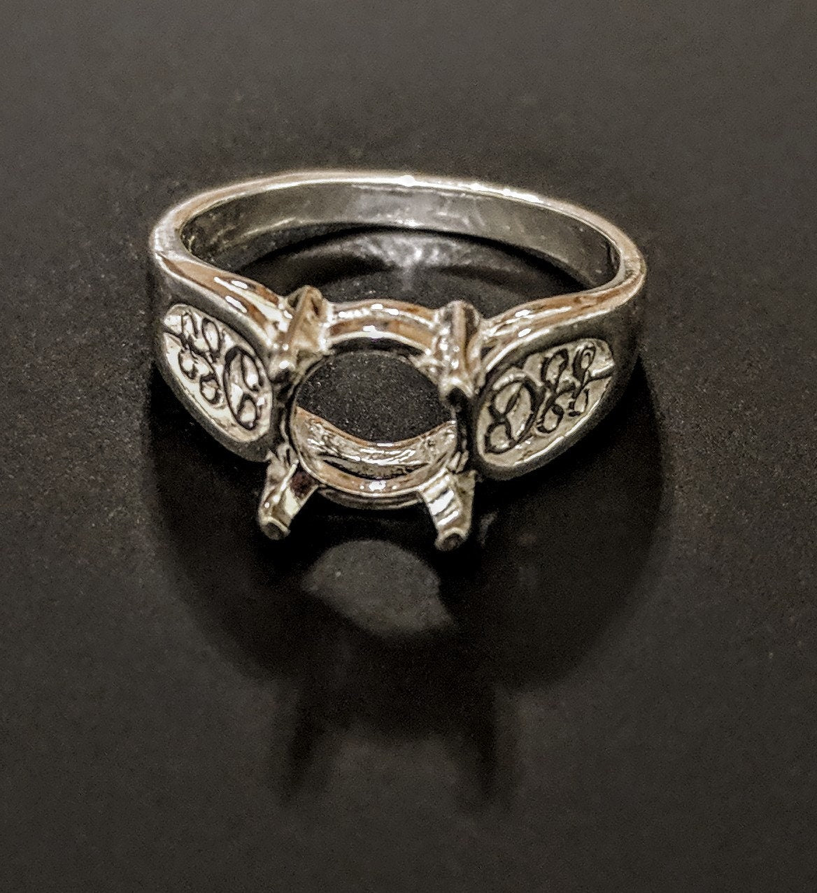 Solid Sterling Silver or 14kt Gold 5mm Round 4-Prong Filigree Pre-Notched Ring Setting - Size 7 (163430/143430) - Perfect for Engagement Rings, Wedding Bands & Jewelry Making