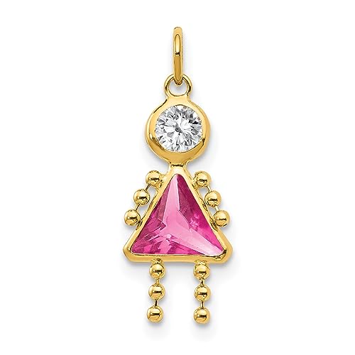 14K Yellow Gold October Birthstone Charm for Girls - Elegant Jewelry Gift for Birthdays, Anniversaries & Special Occasions