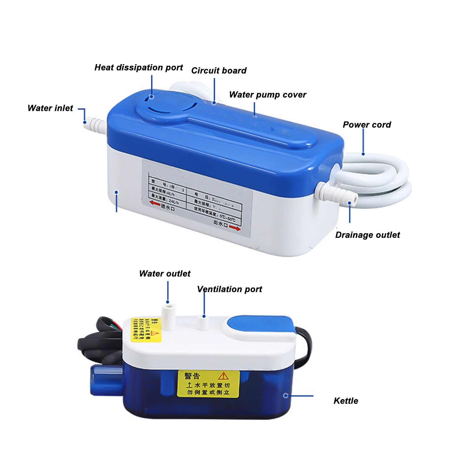 Automatic Condensate Pump 200ml, AC 110-240V Silent Mini HVAC Drain Pump for 1-3HP Air Conditioner, Furnace, Dehumidifier - Perfect for Home, Office, and Basement Use
