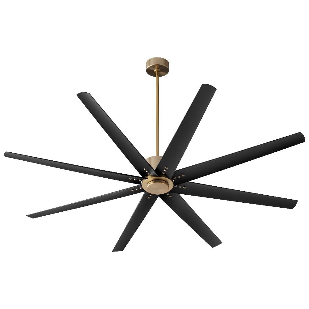 72 Inch Ceiling Fan with Aged Brass Finish - Modern Large Room Cooling Fan for Living Room, Bedroom, and Outdoor Patio