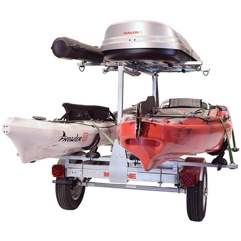 Malone MicroSport LowBed 2 Boat Saddle Up Pro Kayak Trailer Package with 2nd Tier - Heavy Duty Kayak & Canoe Carrier for Secure Transport - Perfect for Road Trips, Fishing Adventures & Water Sports Enthusiasts