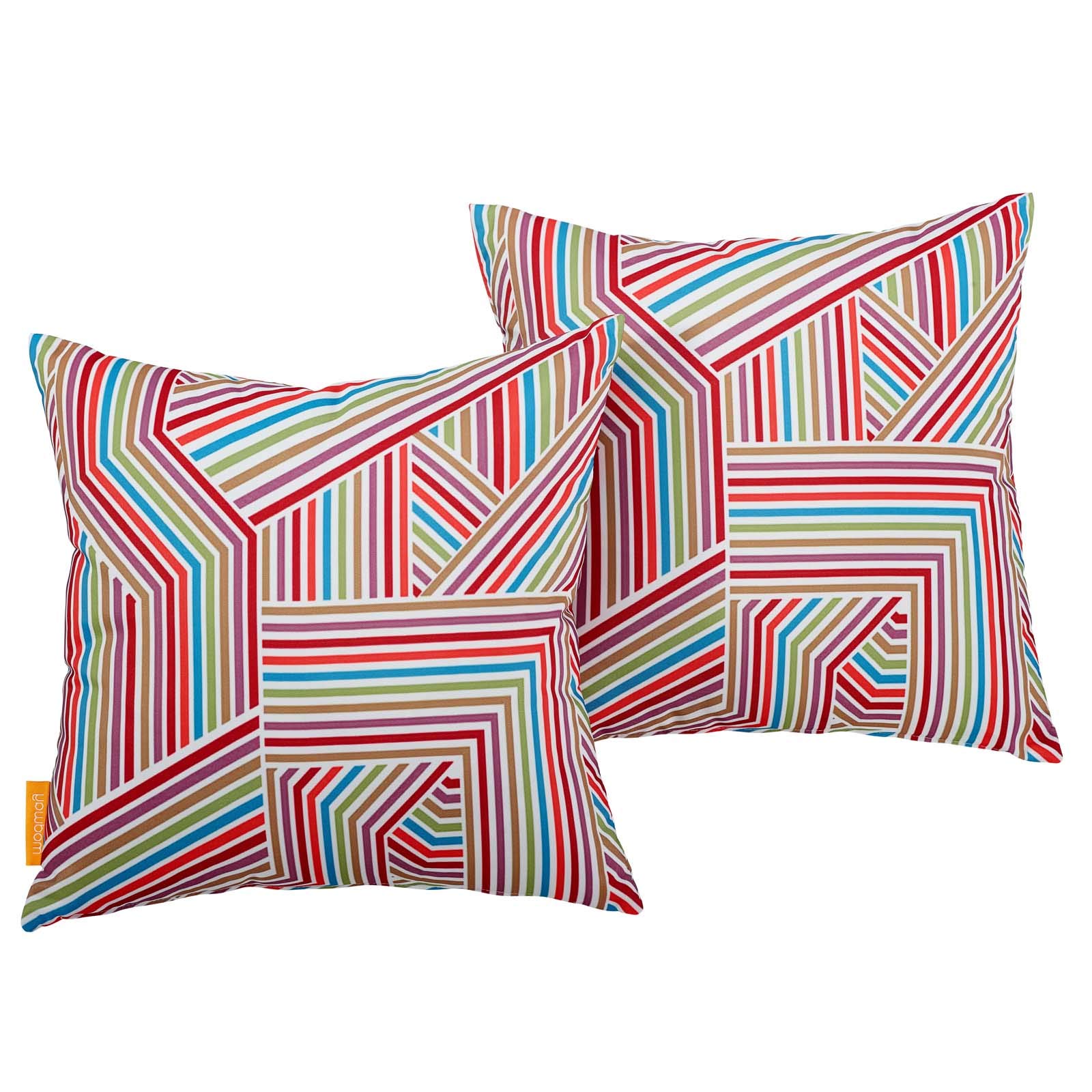 Modern Contemporary Outdoor Patio Balcony Garden Throw Pillow Set of 2 - Soft Fabric Cushion Covers in Vibrant Colors - Perfect for Porch, Deck, Lounge & Backyard Decor