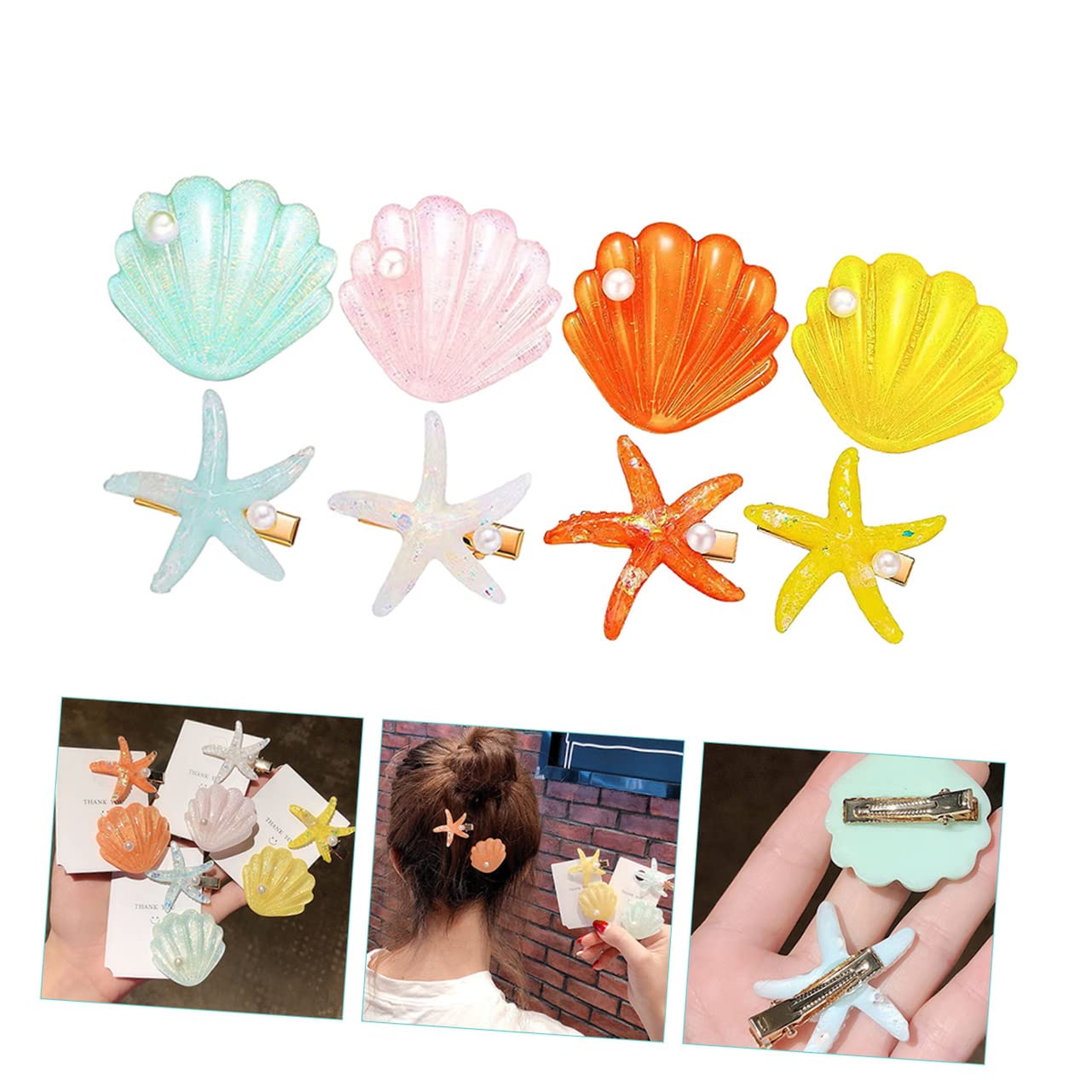 Minkissy 3 Sets Girls Hair Barrettes - Mermaid Hair Clips, Seashell Hairpins for Kids, Unique Party Hair Accessories (8pcs x 3) - Perfect for Birthday Parties, Beach Vacations & Everyday Wear
