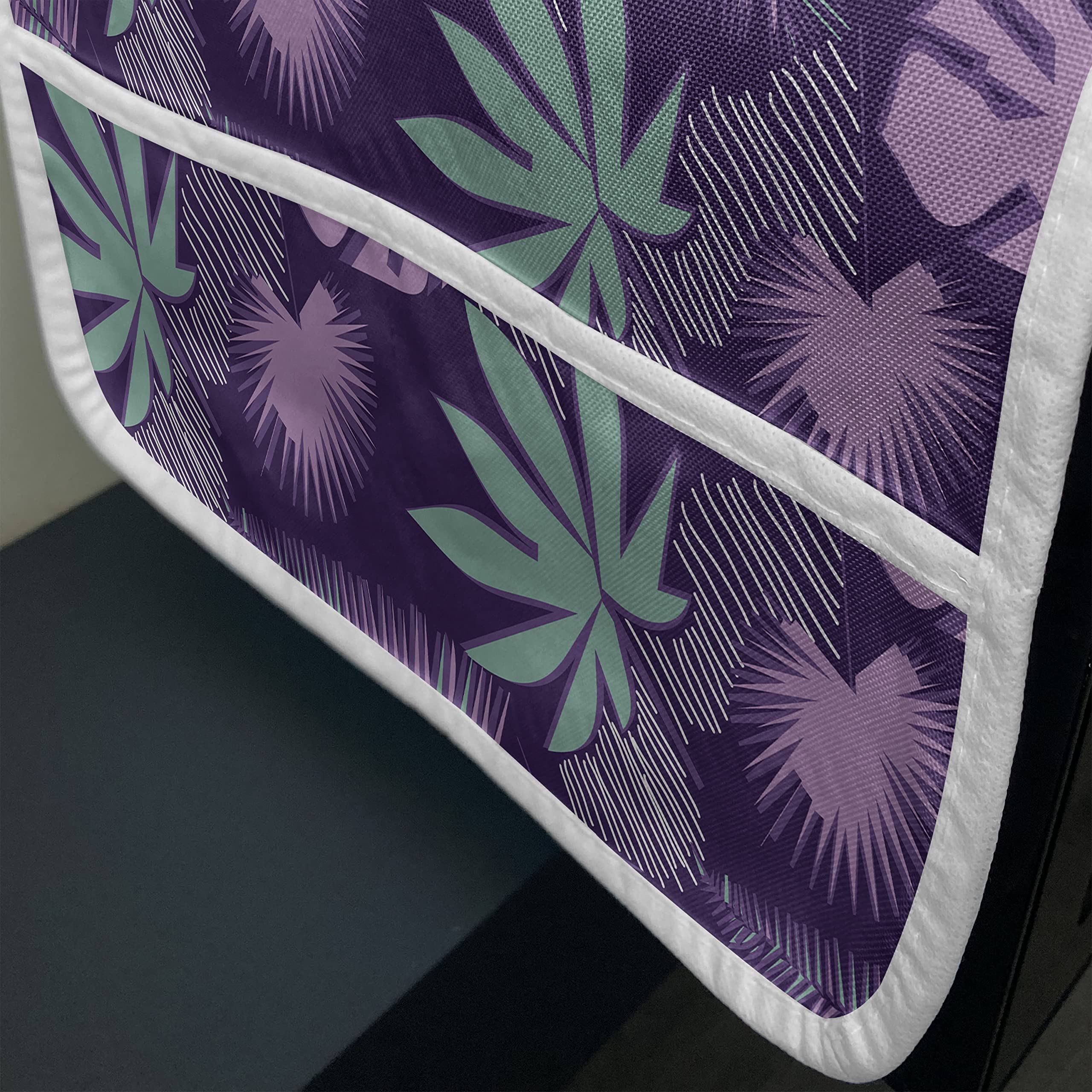 Ambesonne Tropical Microwave Cover - Waterproof Kitchen Organizer with Pockets, Exotic Jungle Leaf Design (Monstera, Palm, Banana Tree) - 36x12 Inches, Purple & Seafoam - Perfect for Beach House, Tropical Themed Kitchen & Outdoor Entertaining
