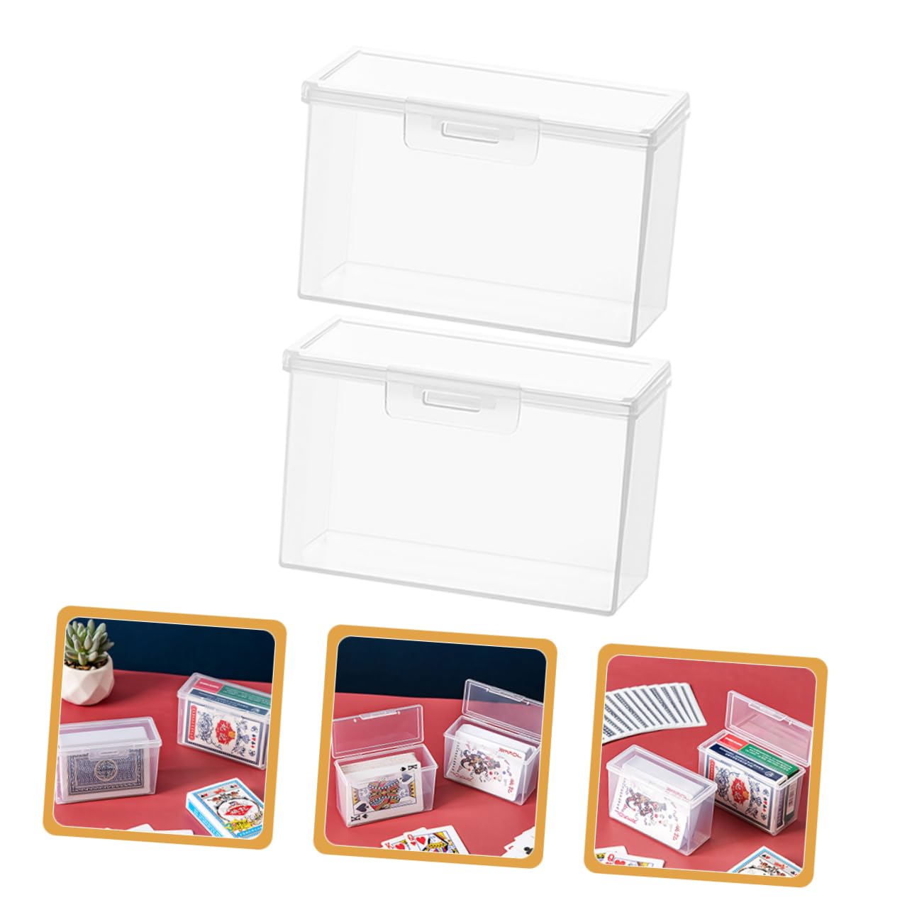 Elegant Card Storage Box Set of 2 - Premium Card Organizer for Home & Office Desktop - Perfect for Collectible Cards, Business Cards, and Greeting Cards Storage - Ideal for Organizing Trading Cards, Photos, and Important Documents