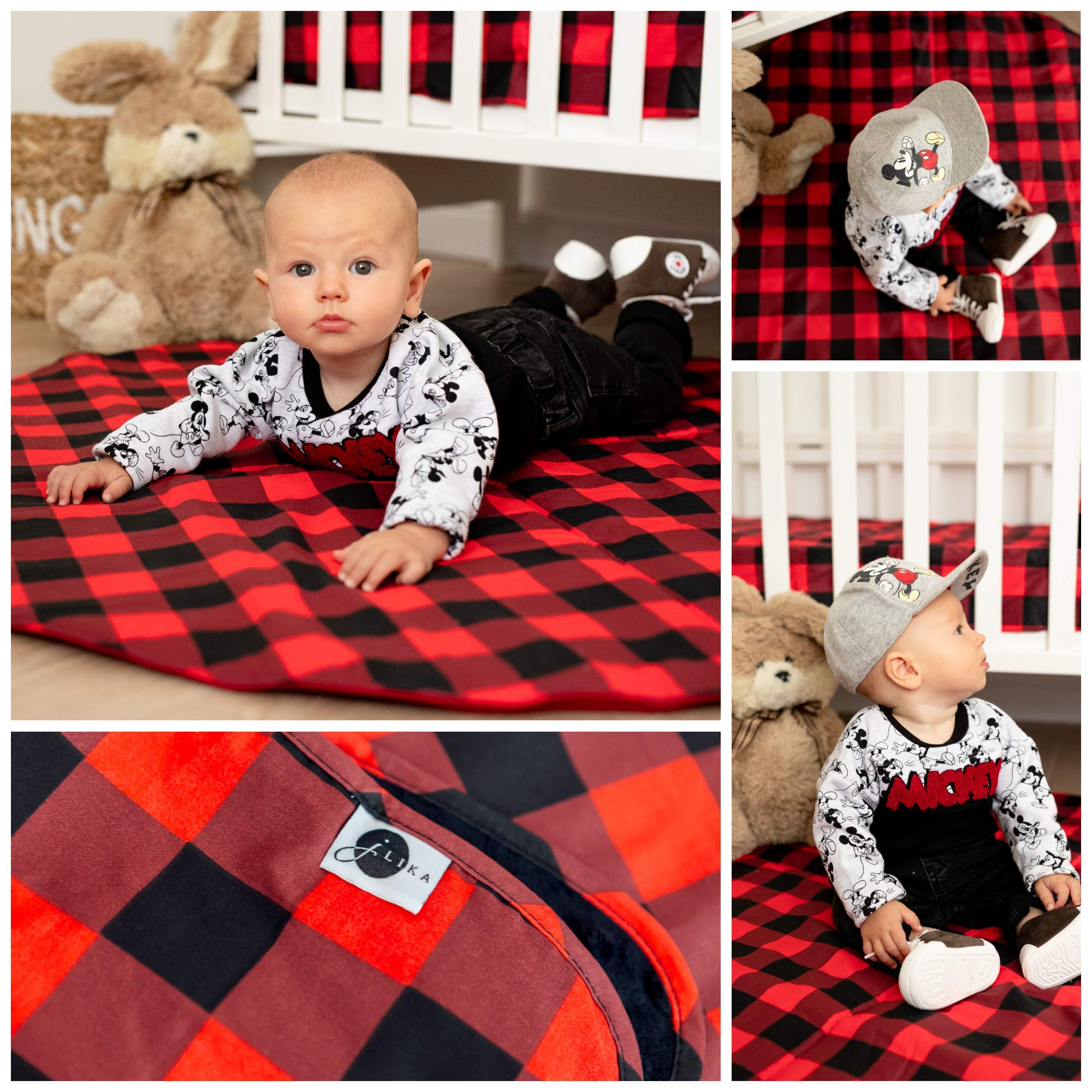 Soft Cotton Minky Baby Burp Cloths for Boys & Girls - Absorbent Woodland Nursery Decor (Buffalo Plaid Woodland Collection) - Perfect for Feeding, Burping & Spit-Up Protection