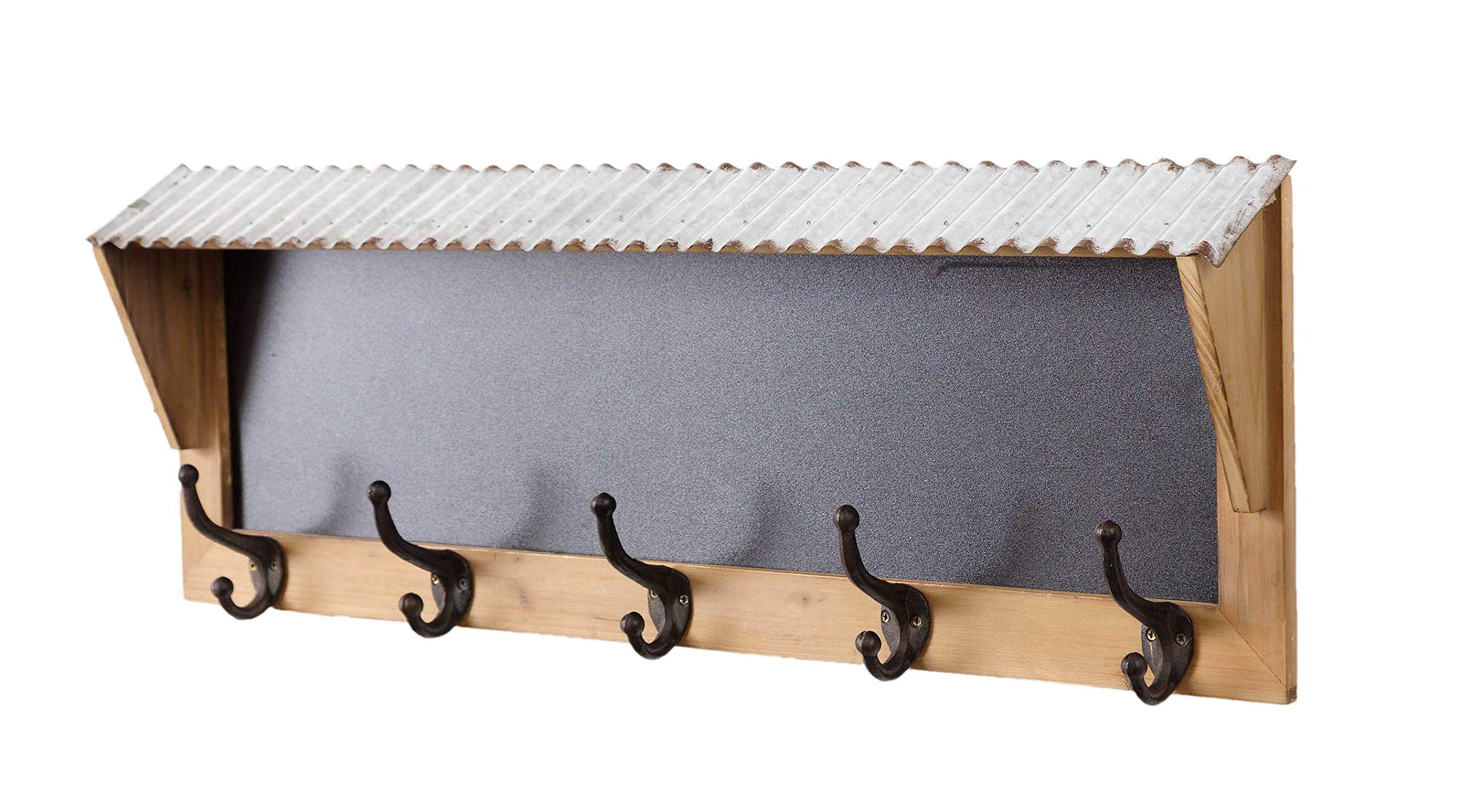 Rustic Farmhouse Style Wooden Chalkboard Wall Hook Coat Rack - Vintage Entryway Organizer for Hats, Coats & Keys - Perfect for Farmhouse, Cottage & Country Home Decor