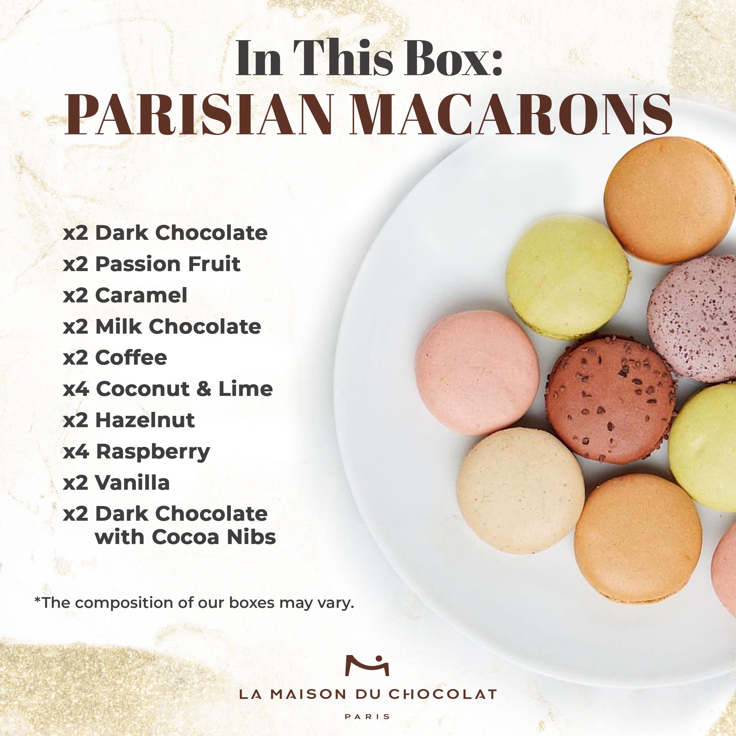 Premium La Maison Du Chocolat Macaron Gift Box - 24pcs Gourmet French Dark Chocolate Filled Macarons with Assorted Flavors | Perfect for Gifts, Parties & Special Occasions