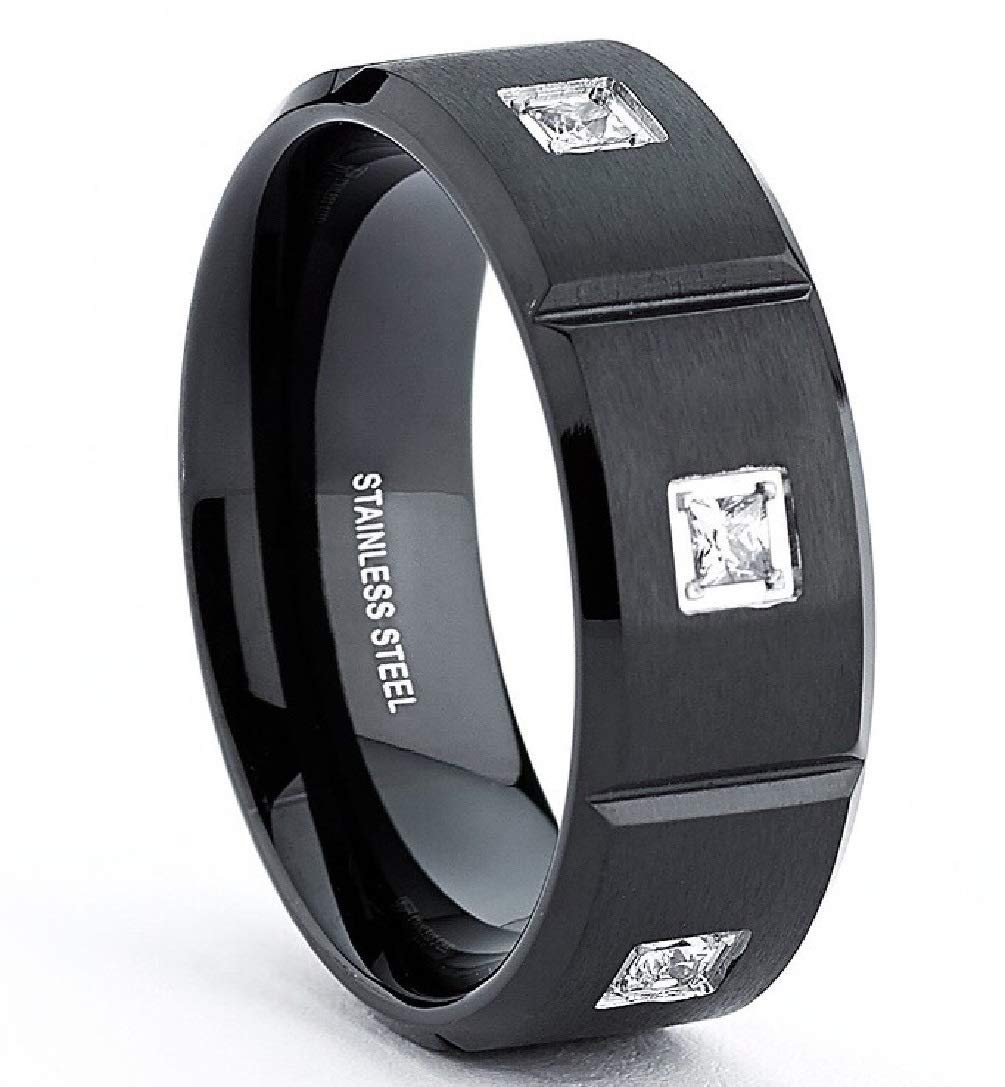 Men's Black Stainless Steel Wedding Ring - Titanium Engagement Band for Men - Durable Promise Ring & Wedding Band - Perfect for Proposals, Anniversaries, and Everyday Wear