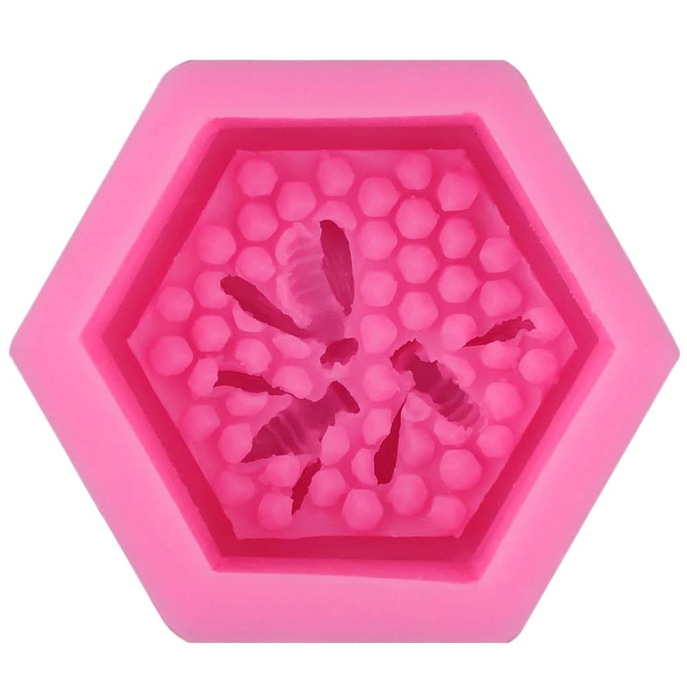 3.03 Inch Pink Beehive Silicone Mold for DIY Beeswax Candles, Soap Making, Wax Melts & Crayons - 3D Honeycomb Candle Making Supplies for Home Decor, Gifts & Craft Projects