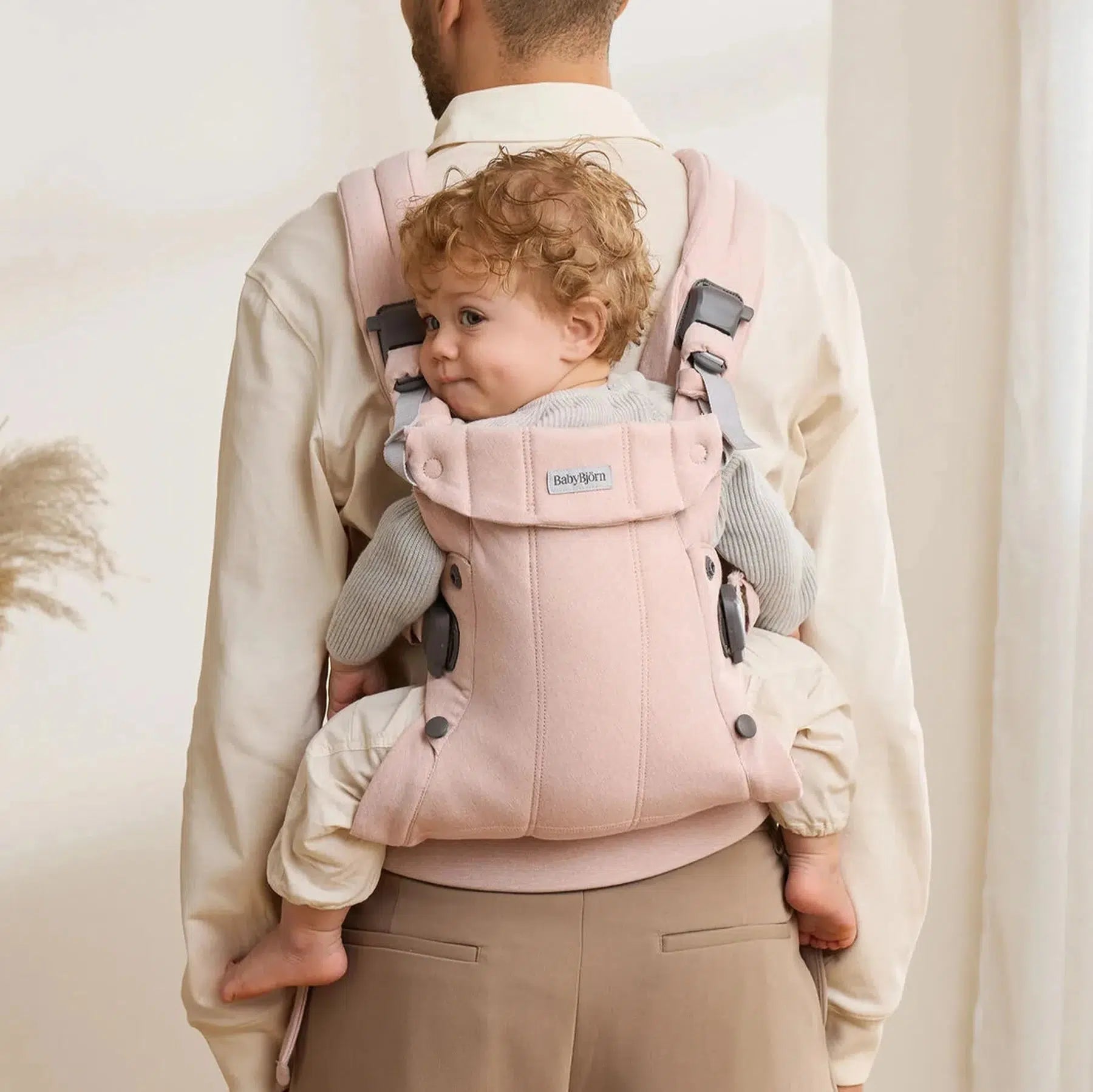 Baby Bjorn Baby Carrier Harmony - Light Pink Melange | Ergonomic & Comfortable Infant Carrier for Newborns to Toddlers | Perfect for Walking, Shopping & Traveling