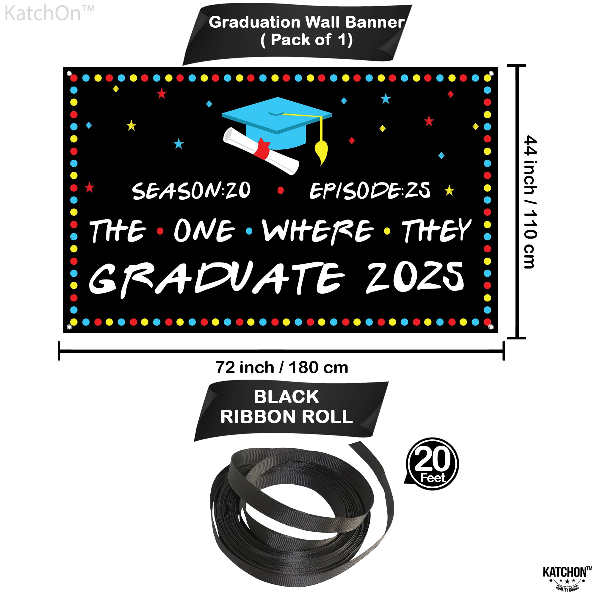 Friends Graduation Backdrop 2025 - Extra Large 72x44 Inch | Class of 2025 Graduation Banner & Decorations | Perfect for Graduation Parties, Photo Booths & School Events
