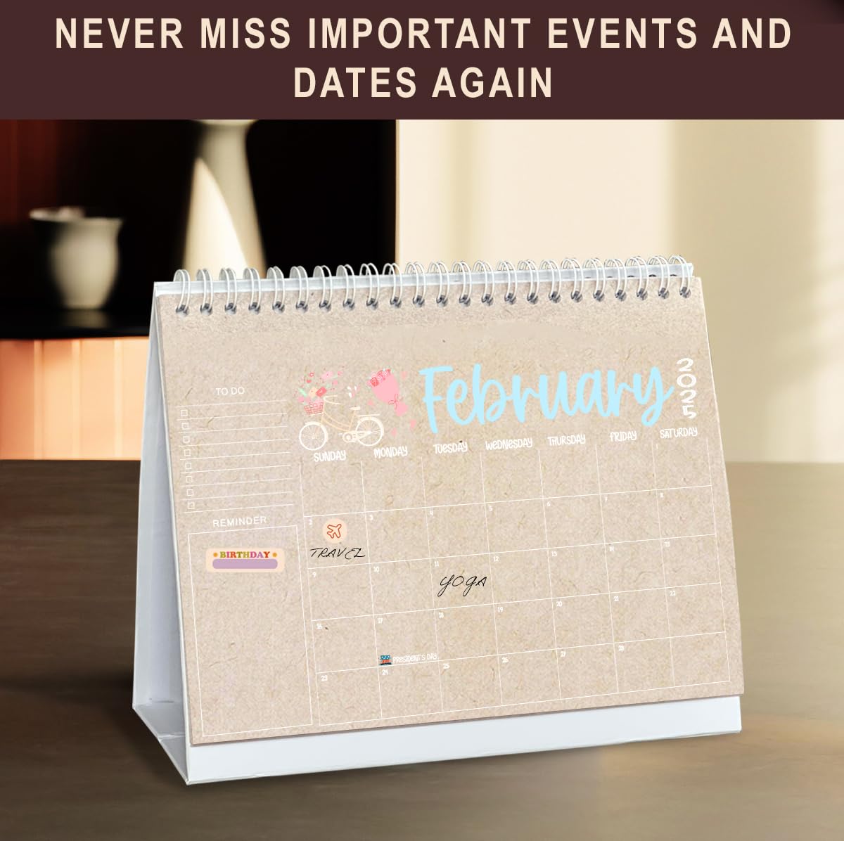 2025-2026 Desk Calendar - Small Office & Teacher Planner with Holiday Stickers (2 pcs) | Perfect for Home, School, and Workplace Organization