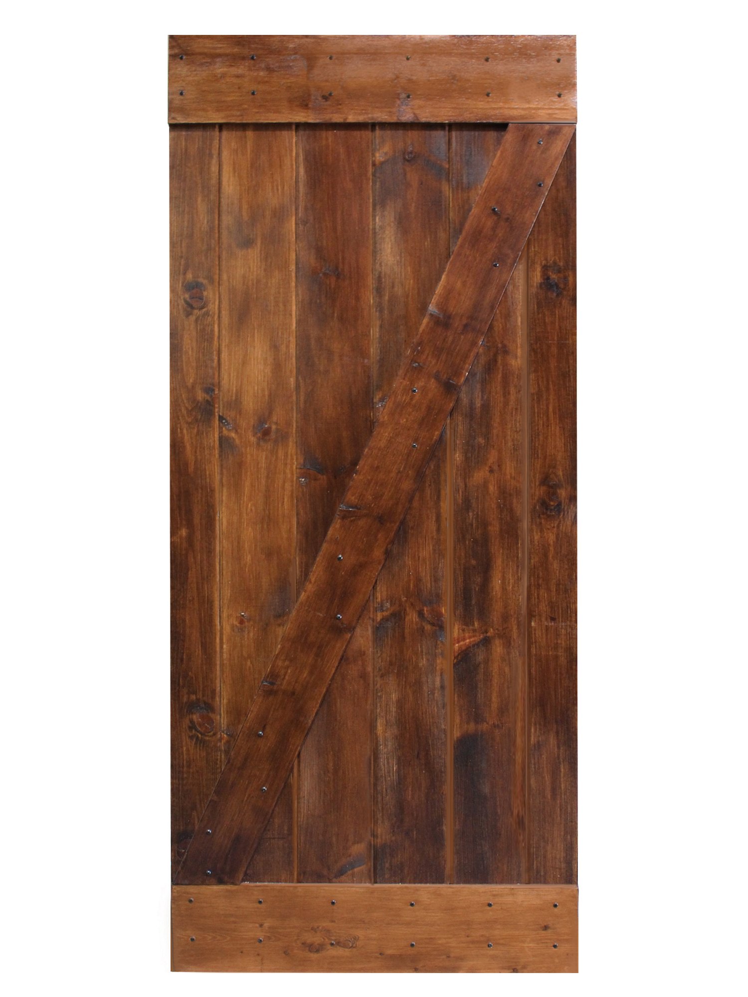 TMS® 36x84 Inch Dark Coffee Solid Core Knotty Pine DIY Barn Wood Sliding Interior Door - Perfect for Farmhouse, Rustic Home, and Loft Style Decor