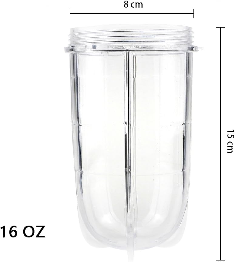 2-Pack 16OZ Replacement Cups for Magic Bullet Blender - Compatible with MB1001 Series 250W Juicer Mixer - Durable Blender Jars for Smoothies, Protein Shakes & Food Prep