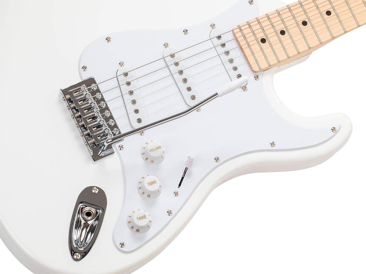 Monoprice Cali Classic Electric Guitar - White, 6-String Solid Body with SSS Pickups, Right-Handed Beginner Guitar with Gig Bag - Perfect for Practice, Recording & Live Performance - Indio Series