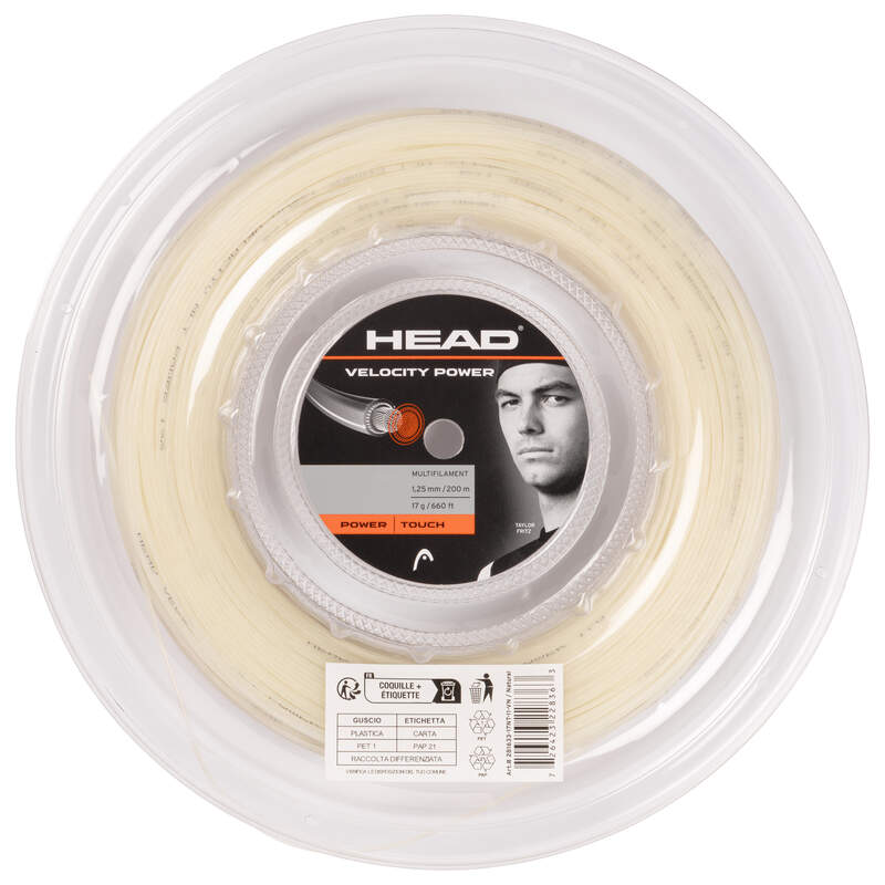 Head Velocity Power 17/1.25 Tennis String Reel (Natural) - Premium Performance for Competitive Play & Tournament Matches