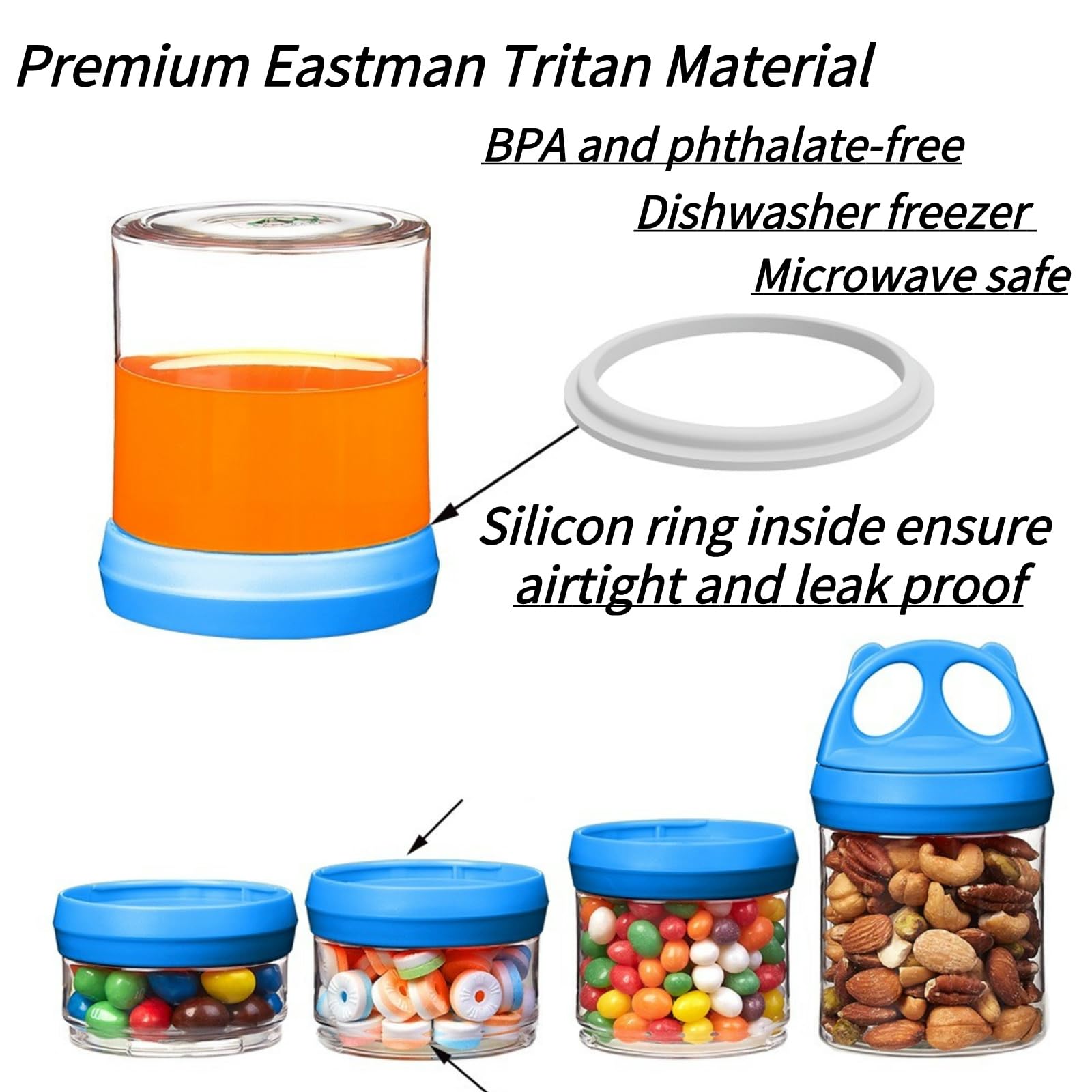Stackable Food Storage Containers - Airtight, BPA-Free for Snacks & Powder | Kitchen & Travel