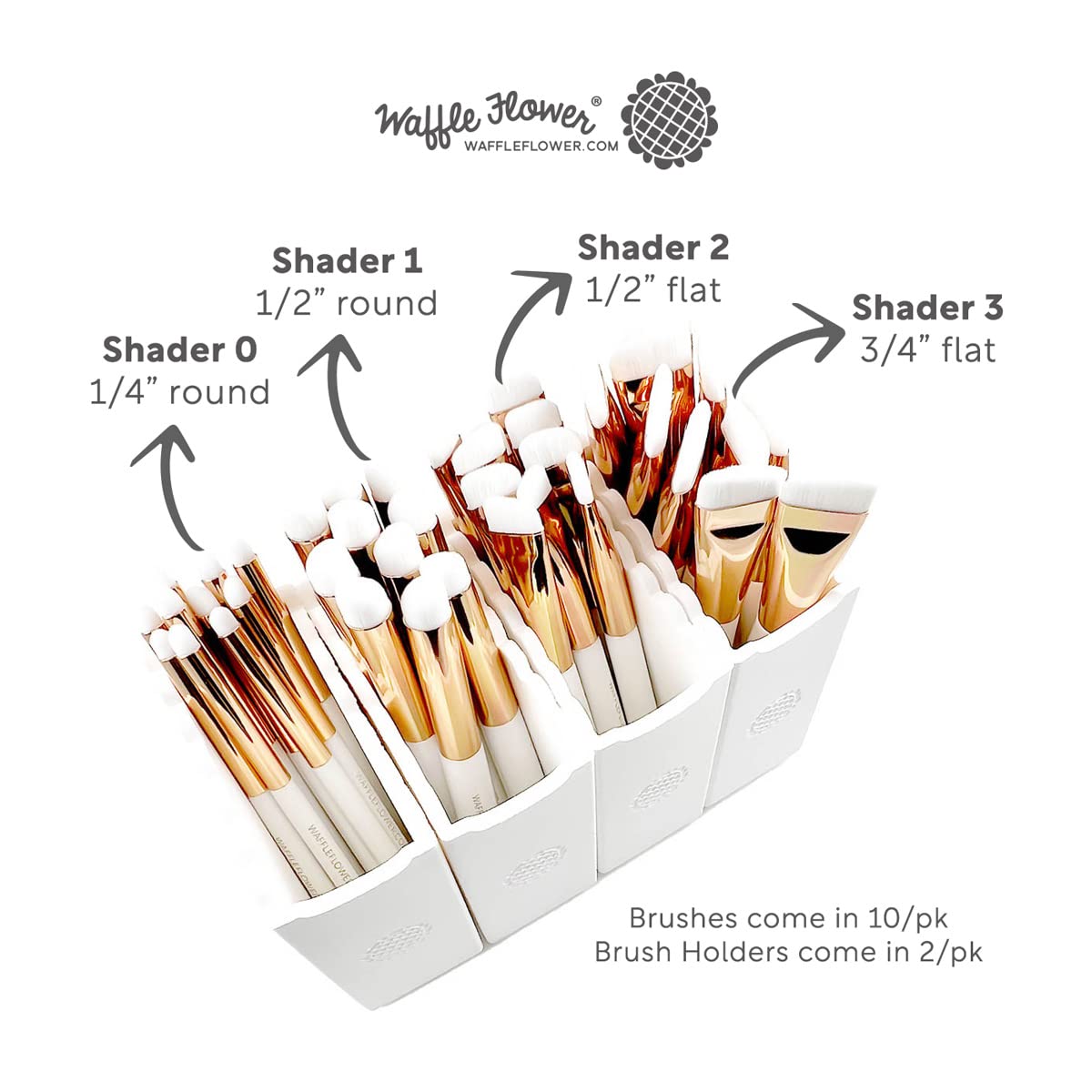 Waffle Flower Shader Brush Set - 2 to 10 Pack | Professional Watercolor & Acrylic Painting Brush for Artists | Perfect for Floral Painting, Botanical Art & DIY Crafts