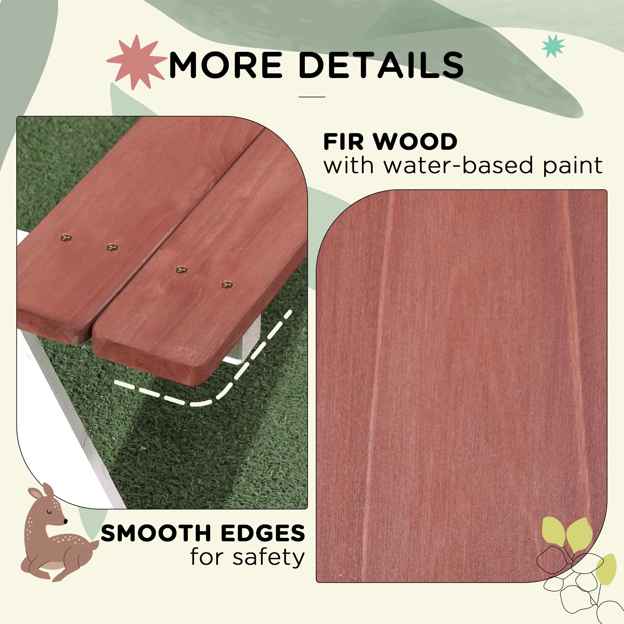 Outsunny Kids Picnic Table Set - Wooden Table & Bench Outdoor Furniture for Children Ages 3-8 - Perfect for Garden, Backyard, Playground & Outdoor Playtime (Brown)