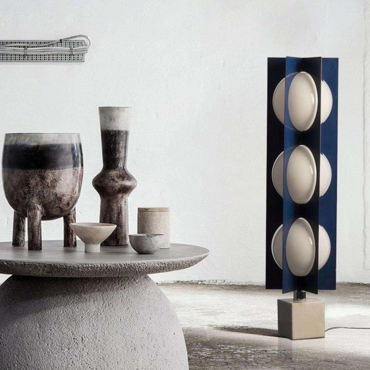 Blue Kleos Floor Lamp - Modern LED Standing Light for Living Room, Bedroom & Office - Adjustable Brightness & Energy Efficient