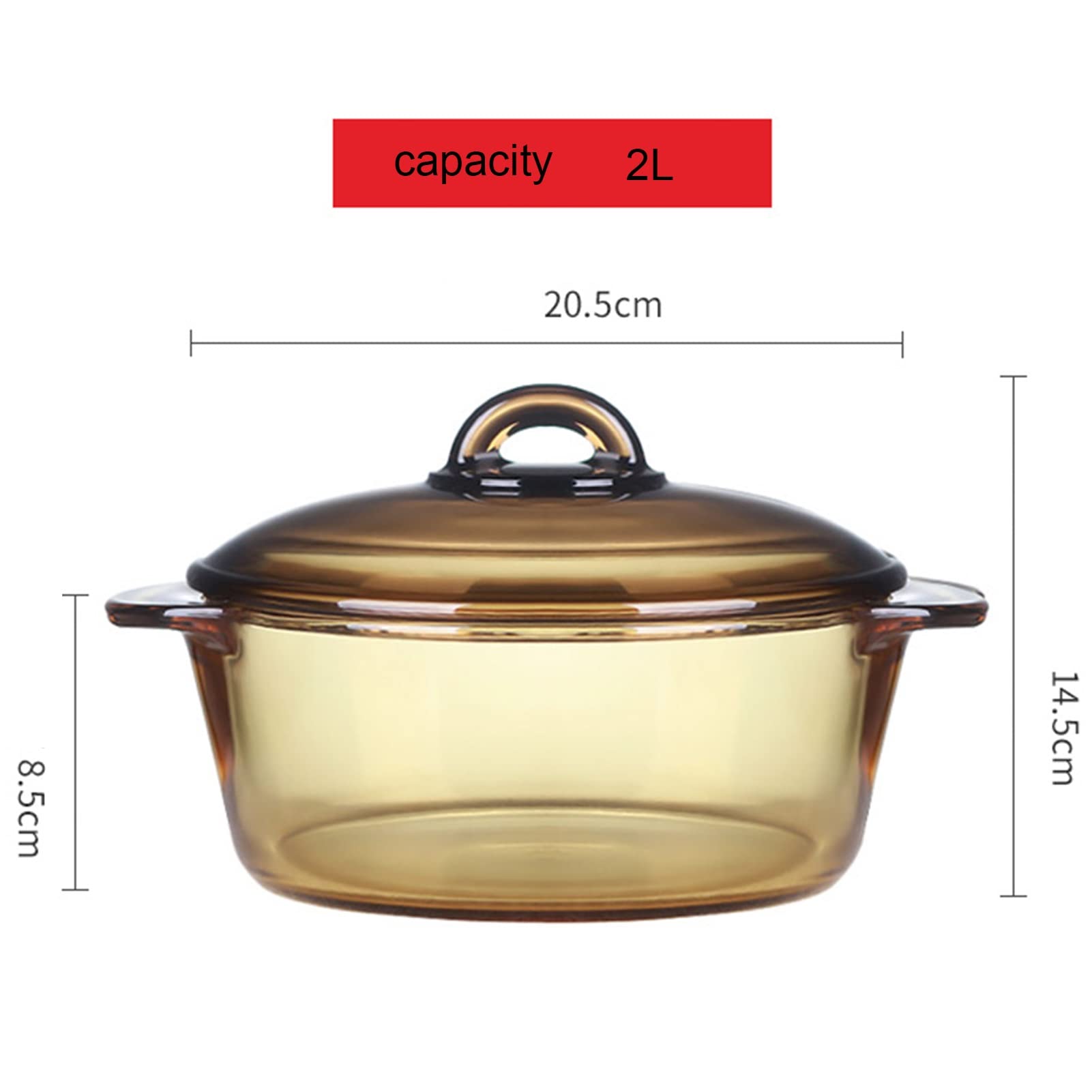 Premium Heat-Resistant Glass Saucepan with Lid - 2L Clear Round Microwave & Oven Safe Cookware for Soups, Stews & Baking - Durable Ceramic Kitchenware for Everyday Cooking & Meal Prep