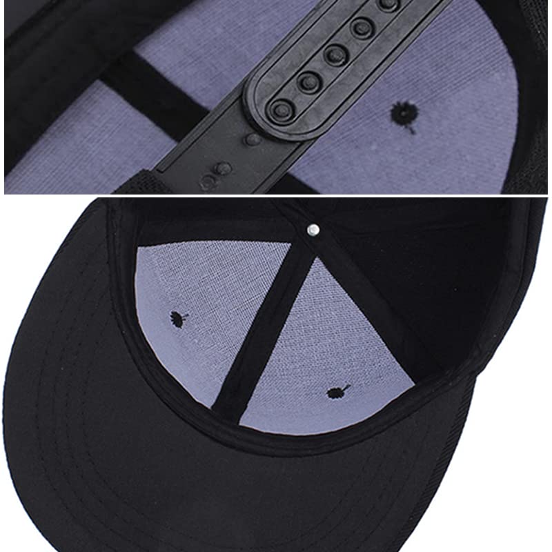 Men's Adjustable Snapback Baseball Cap - Flat Bill Black Trucker Hat with American Flag & Pirate Skull Design - Cool Dad Hat for Casual Wear, Outdoor Sports & Street Fashion