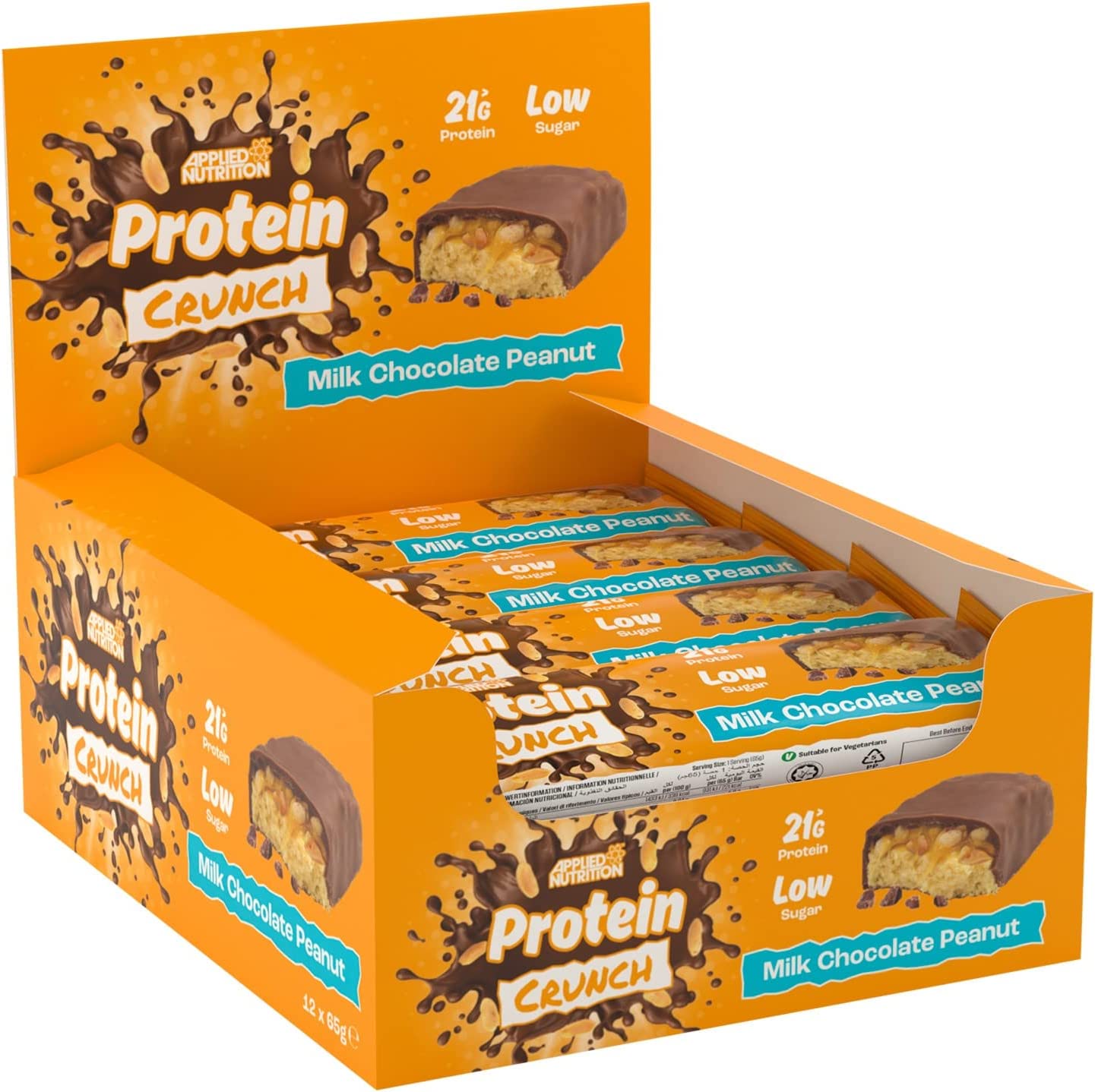 Applied Nutrition Protein Crunch Bar - 12 Pack (62g Each) | High Protein Snack for Weight Loss & Muscle Building | Perfect for Gym, Work & On-the-Go Nutrition