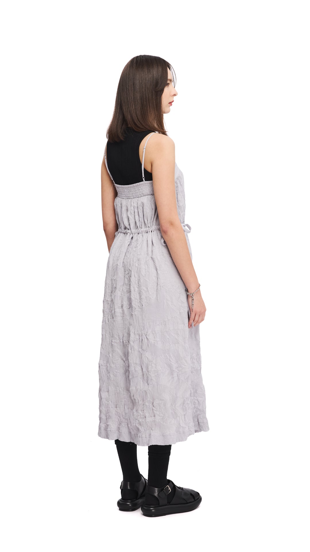 Elegant Crinkle Pleat Dress for Women - Flowy Summer Midi Dress with Ruffles | Perfect for Beach Vacations, Date Nights & Casual Outings