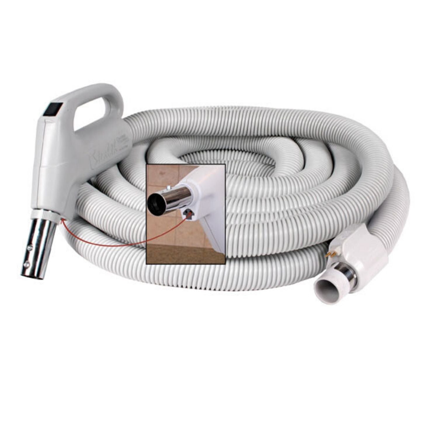30ft Central Vacuum Electric Hose - Direct Connect for Button Lock & Friction Fit Vacuums - Ideal for Whole House Cleaning & Hard-to-Reach Areas