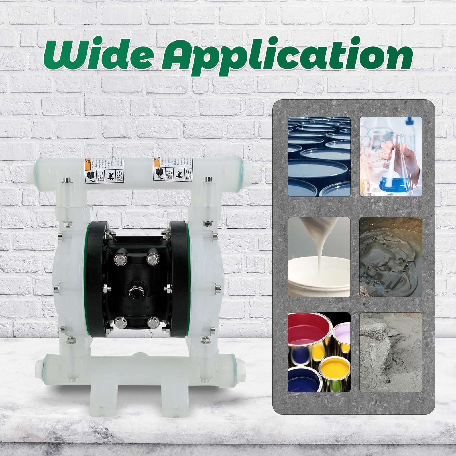 12 GPM Air Operated Double Diaphragm Pump - 1/2 Inch Inlet/Outlet Pneumatic Waste Oil Transfer Pump for Chemical, Fuel & Industrial Use - Ideal for Waste Oil Removal, Chemical Transfer & Industrial Applications