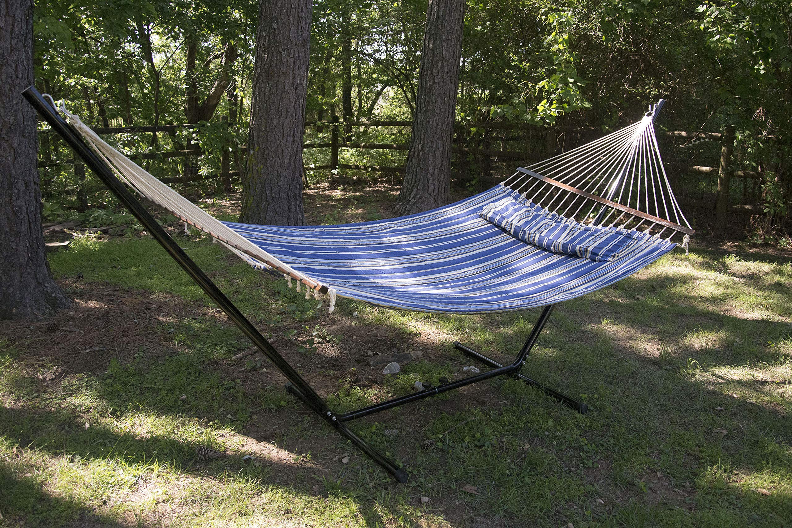 Stansport Portable Camping Hammock with Pillow & Stand - Lightweight Outdoor Gear for Backpacking, Beach, Yard Relaxation & Travel Adventures