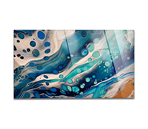 Giallobus Acrylic Glass Wall Art - Modern Abstract Ocean Bubbles Painting - 80x140cm Plexiglass Print - Home & Office Decor for Living Room, Bedroom