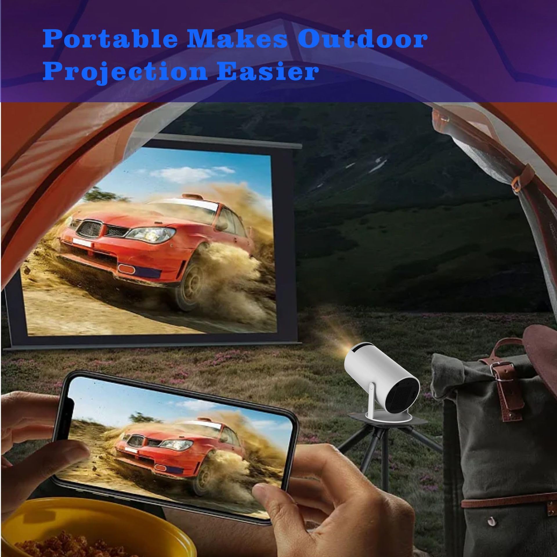 Portable 4K Mini Projector for iPhone Android - Wireless Home Theater Ceiling Projector with 37000+ Built-in Games | Perfect for Outdoor Movies, Gaming & Home Entertainment