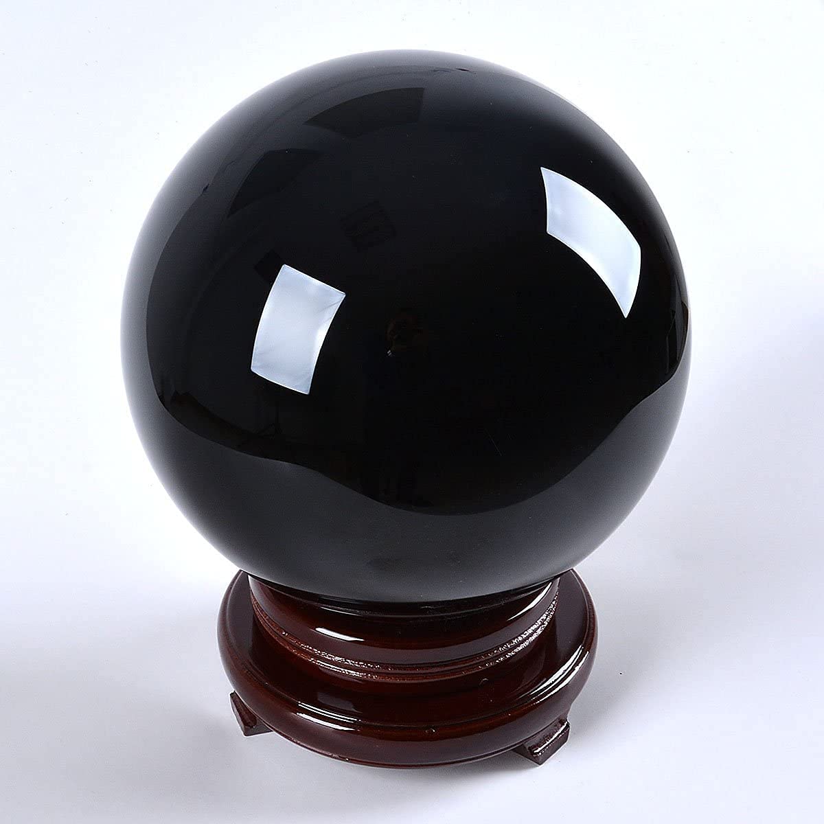 LONGWIN 8 Inch Black Crystal Ball for Divination & Feng Shui - 200mm Large Obsidian Sphere for Home Decor, Meditation, Fortune Telling & Spiritual Healing | Perfect for Psychic Readings, Yoga Spaces & Office Feng Shui