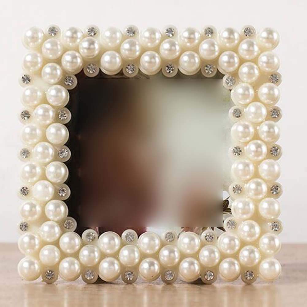 Handmade ABS Beads 3x3 Picture Frame with Rhinestones - Elegant Tabletop Photo Display for Wedding, Home Decor, and Office Desk (3x3 Inches)
