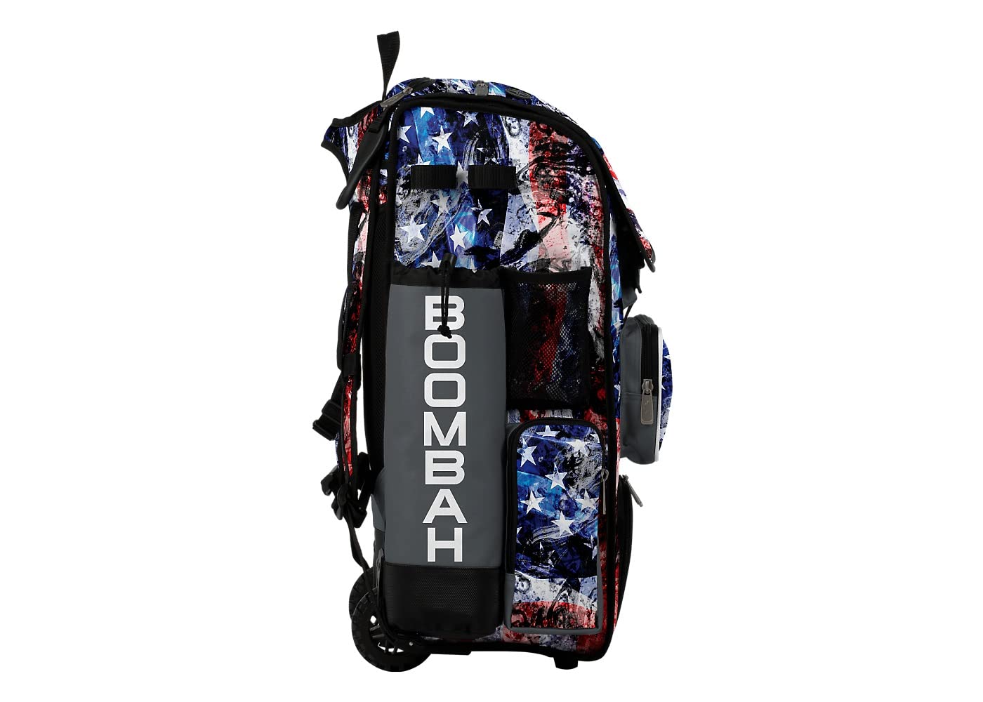 Boombah Superpack Hybrid Rolling Bat Bag - USA Allegiance Bat Pack Black/Red/White - Wheeled & Backpack Style for Baseball & Softball Players - Perfect for Travel, Games & Practice