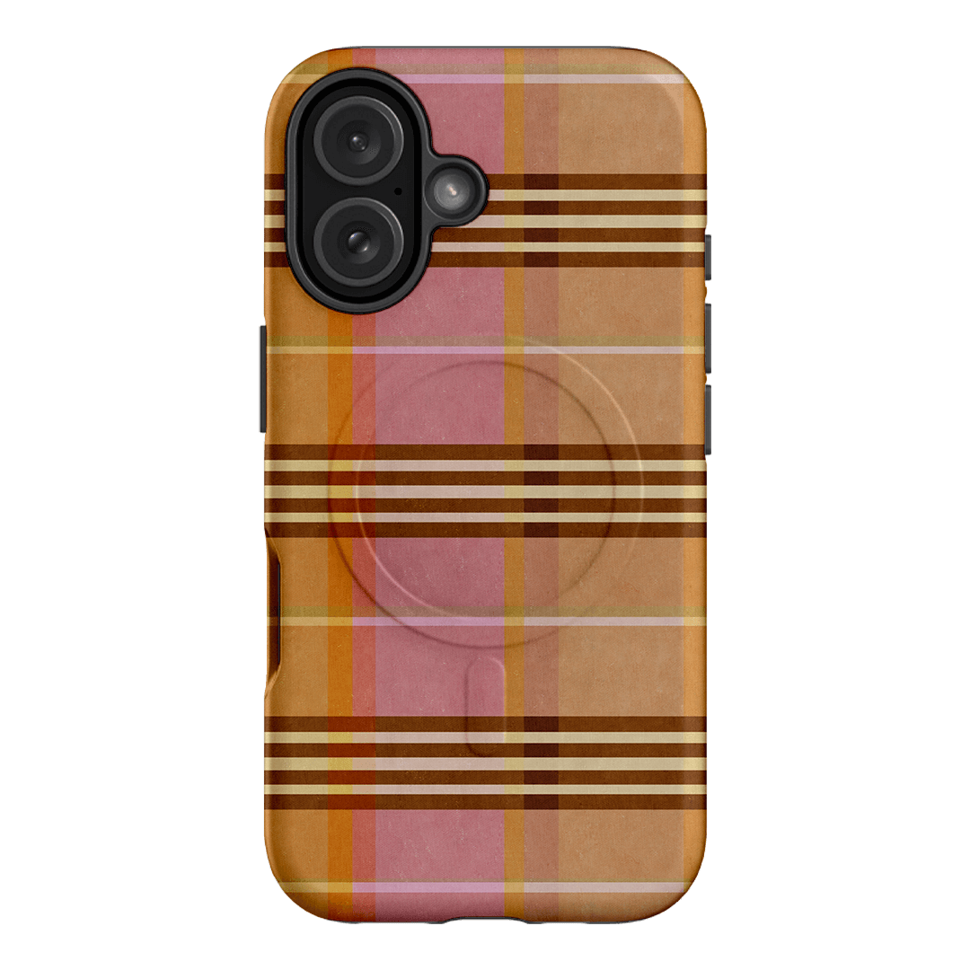 Peachy Plaid Phone Case for iPhone 15/14/13/12/11 Pro Max - Cute Tartan Pattern Protective Cover with Shockproof Design - Perfect for Everyday Use, Travel & Fashion Accessories