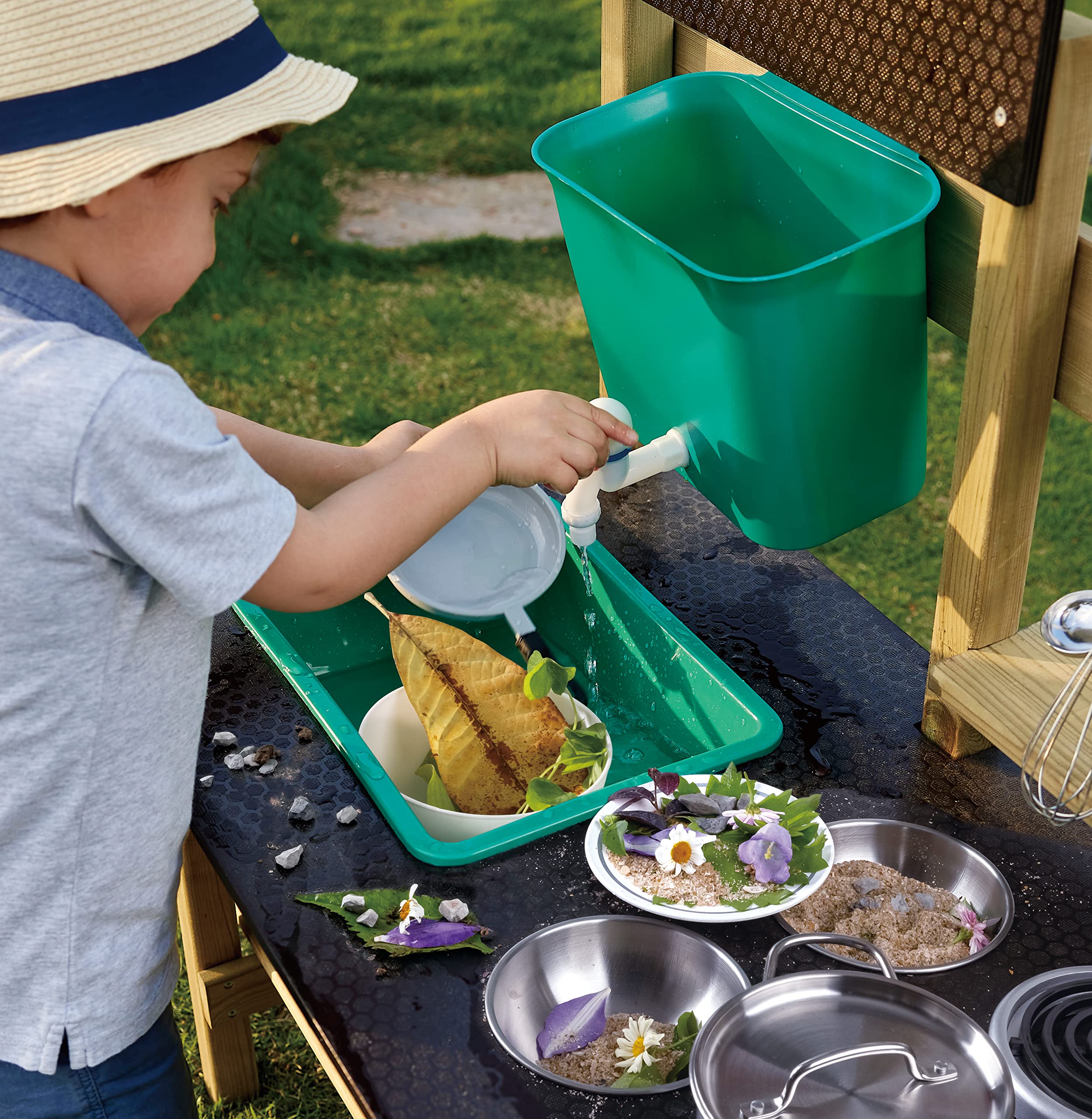 Hape Outdoor Wooden Mud Kitchen Playset for Kids Ages 3+ | Pretend Play Cooking Toy with Utensils & Accessories | Perfect for Backyard, Garden & Outdoor Imaginative Play