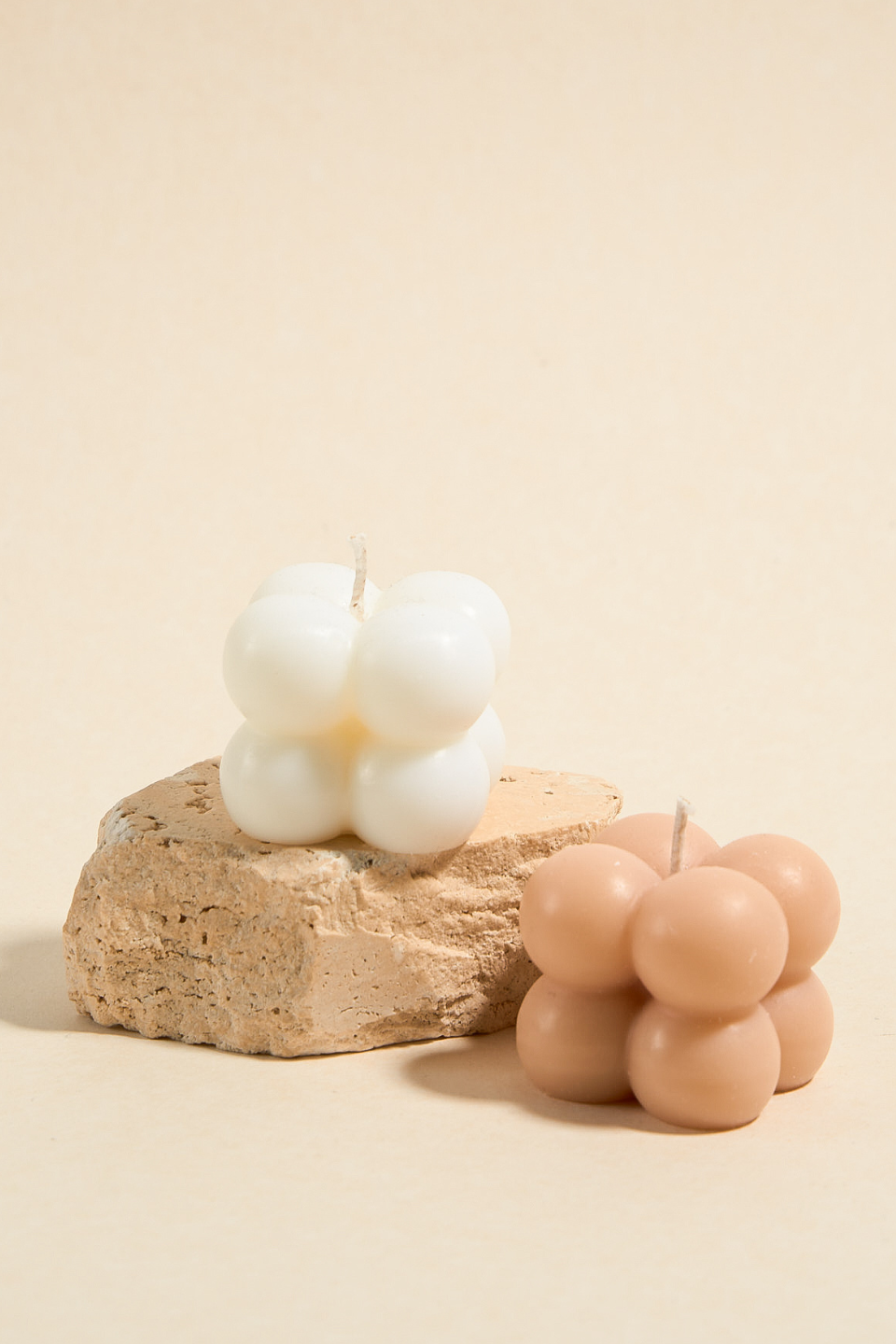 Handmade Soy Wax Ivory Candle in Bubble Cube - Perfect for Home Decor, Relaxation & Gifts | Aromatherapy, Wedding, Spa, Meditation Use