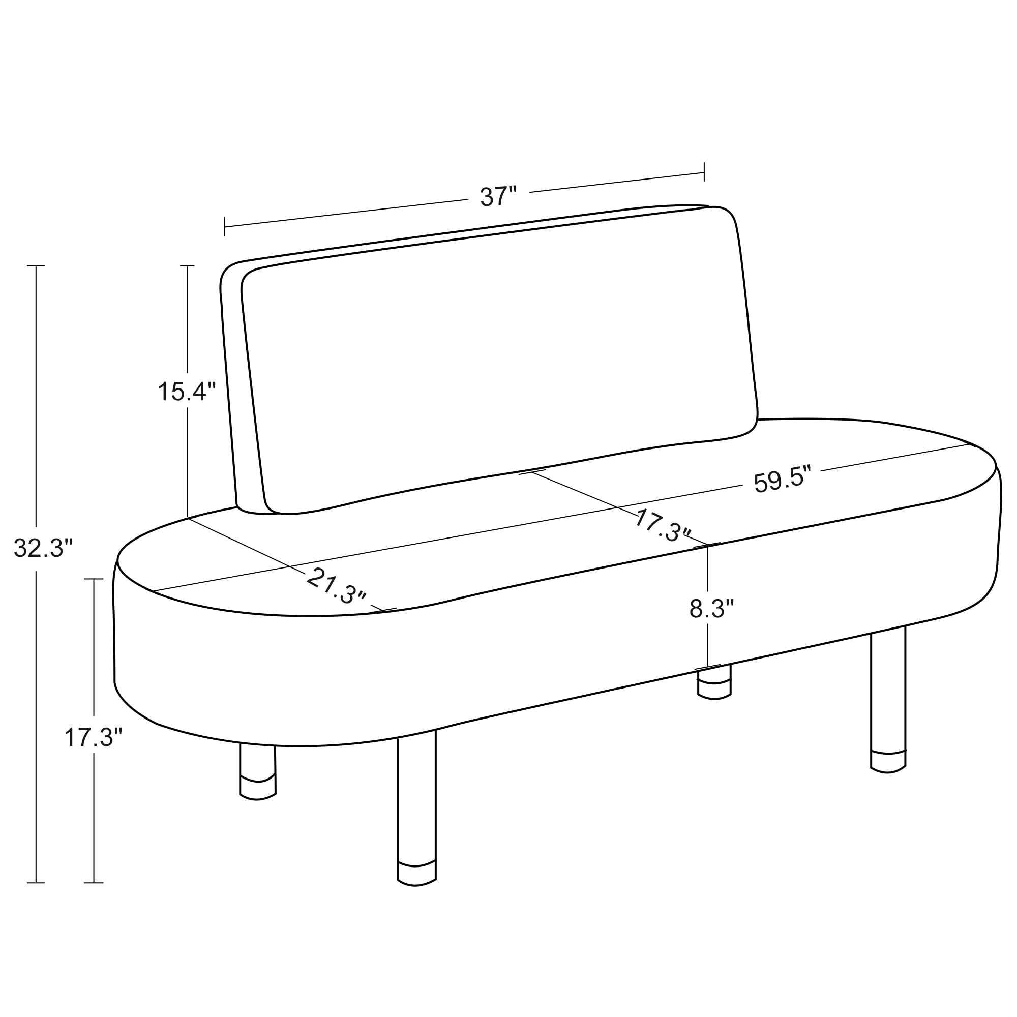 Premium Leather Upholstered Waiting Room Chairs - BarberPub Reception Settee Bench with Backrest, Dark Grey Salon & Office Furniture W702 | Perfect for Barber Shops, Hair Salons, Clinics & Restaurant Waiting Areas