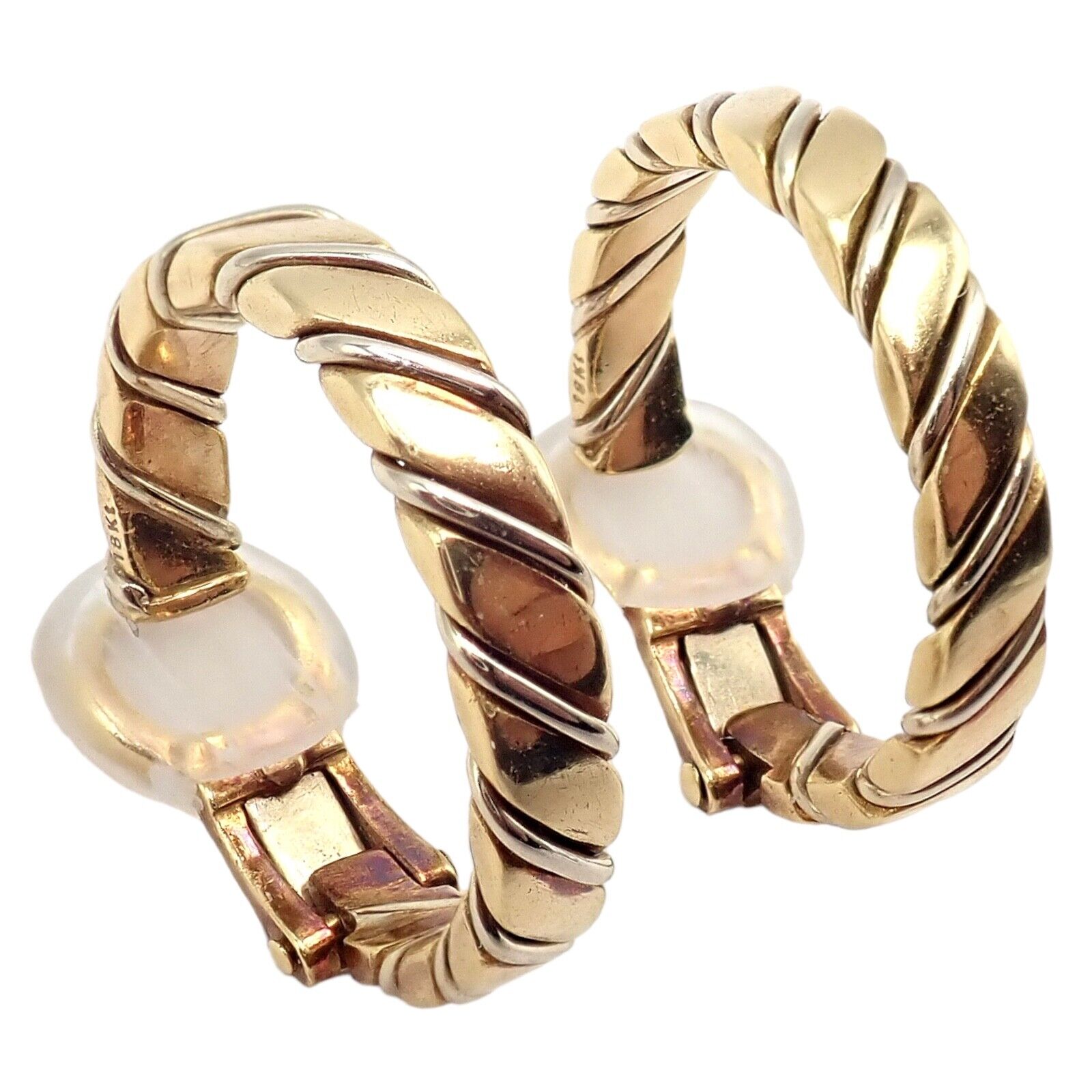 Authentic Pomellato 18k Yellow & White Gold Hoop Earrings - Luxury Italian Jewelry for Women, Perfect for Weddings, Parties & Special Occasions