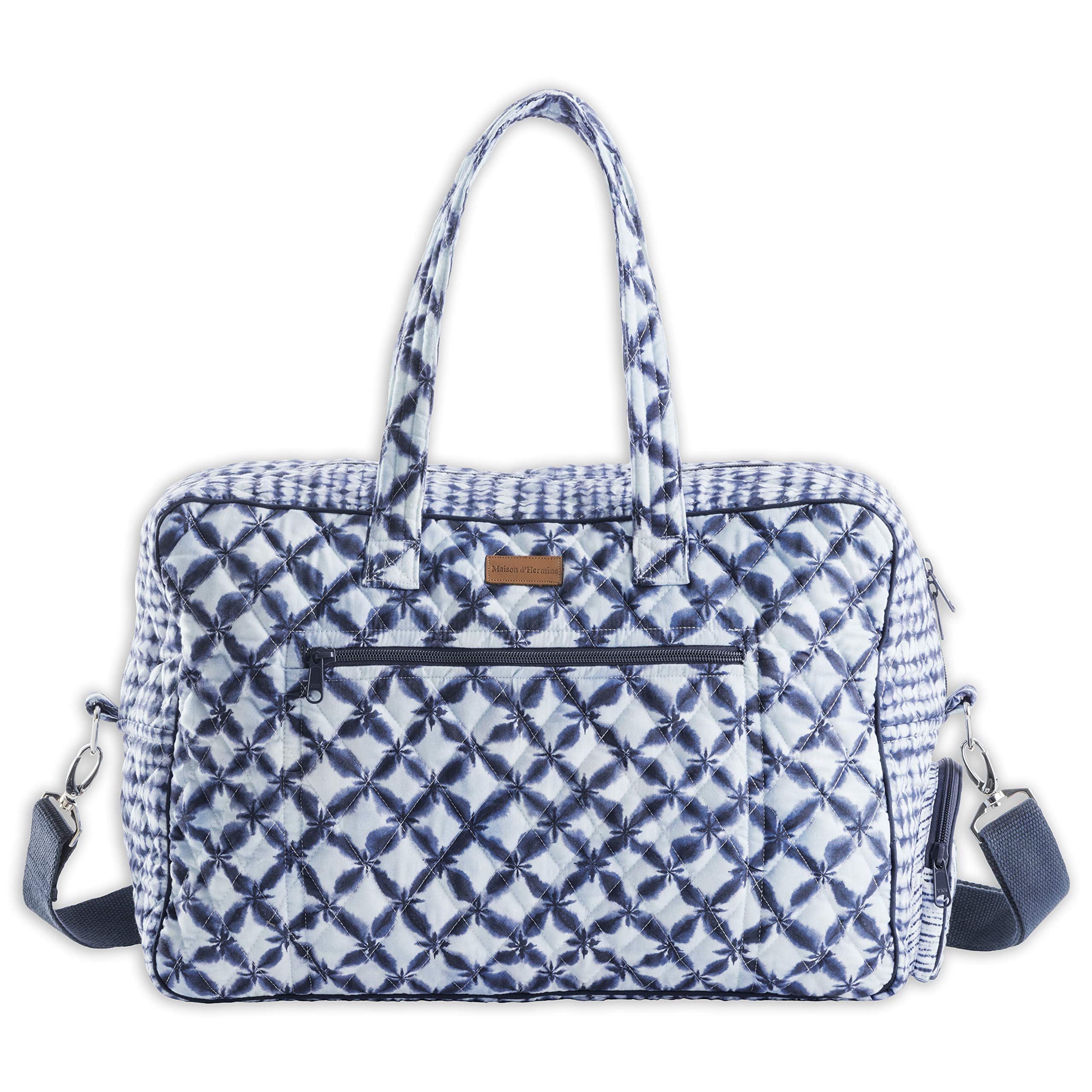 Hermine Weekend Bag - Cotton Quilted Duffel Overnight Luggage for Travel, Gym & Business | Perfect Gift for Men & Women | Great for Family Trips & Business Travel | Shibori Pattern | Durable & Stylish Weekender Bag for Workouts, Vacations & Commuting
